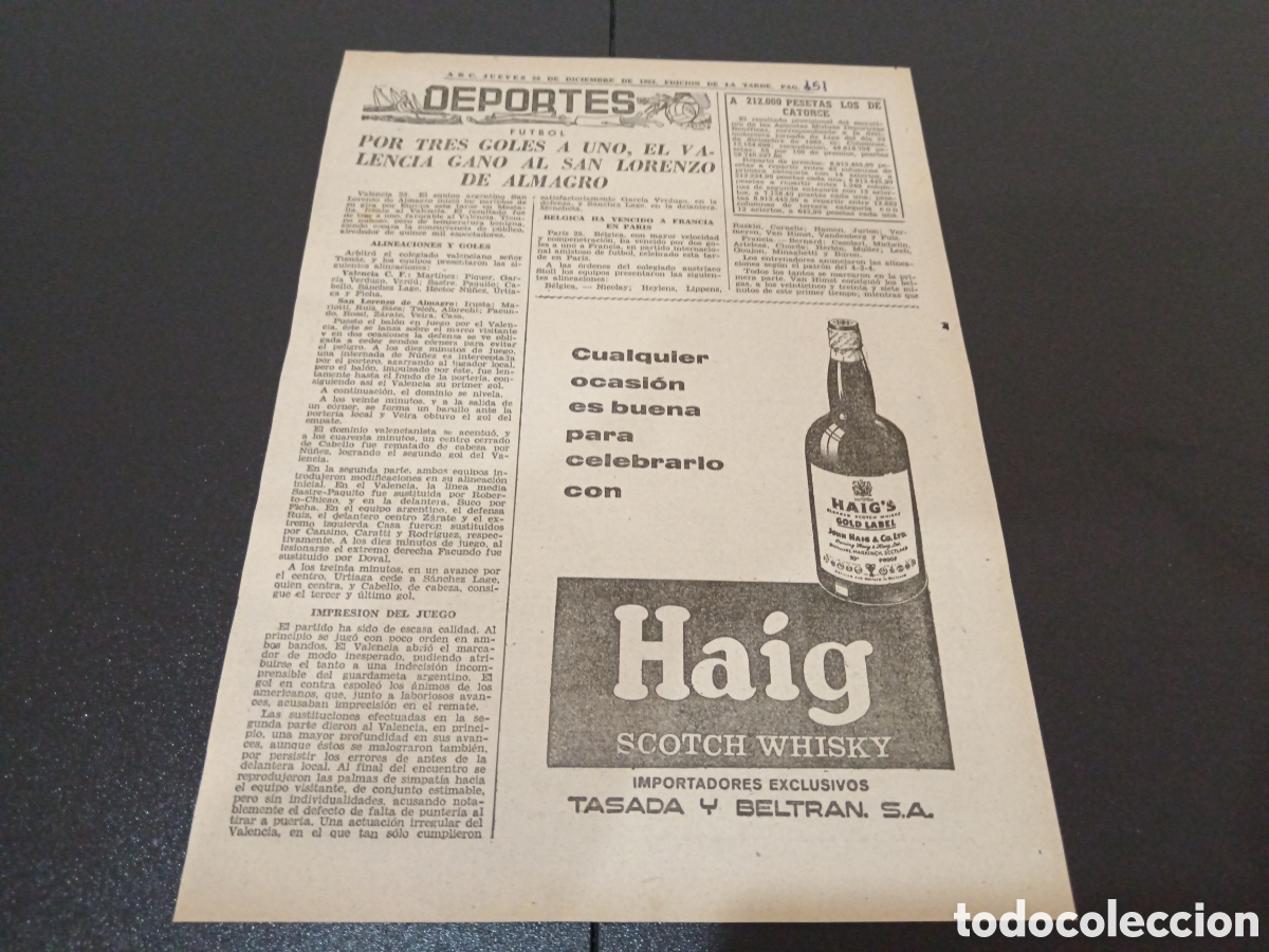Coleccionismo deportivo: ABC JUEVES 26 DE DICIEMBRE 1963