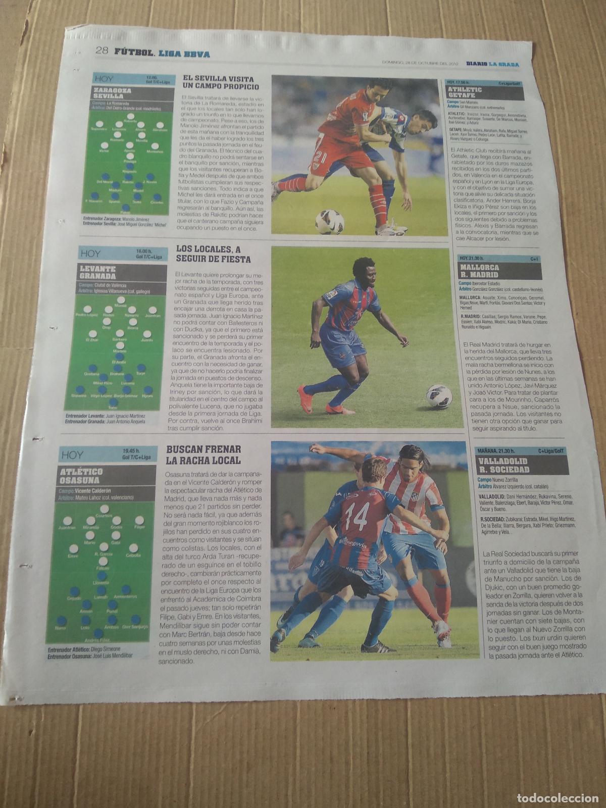 Sammelleidenschaft Sport: HOJA PERIODICO DIARIO LA GRADA CICINHO SEVILLA DEPORTIVO MARTINS LEVANTE FALCAO ATLETICO LIBRO
