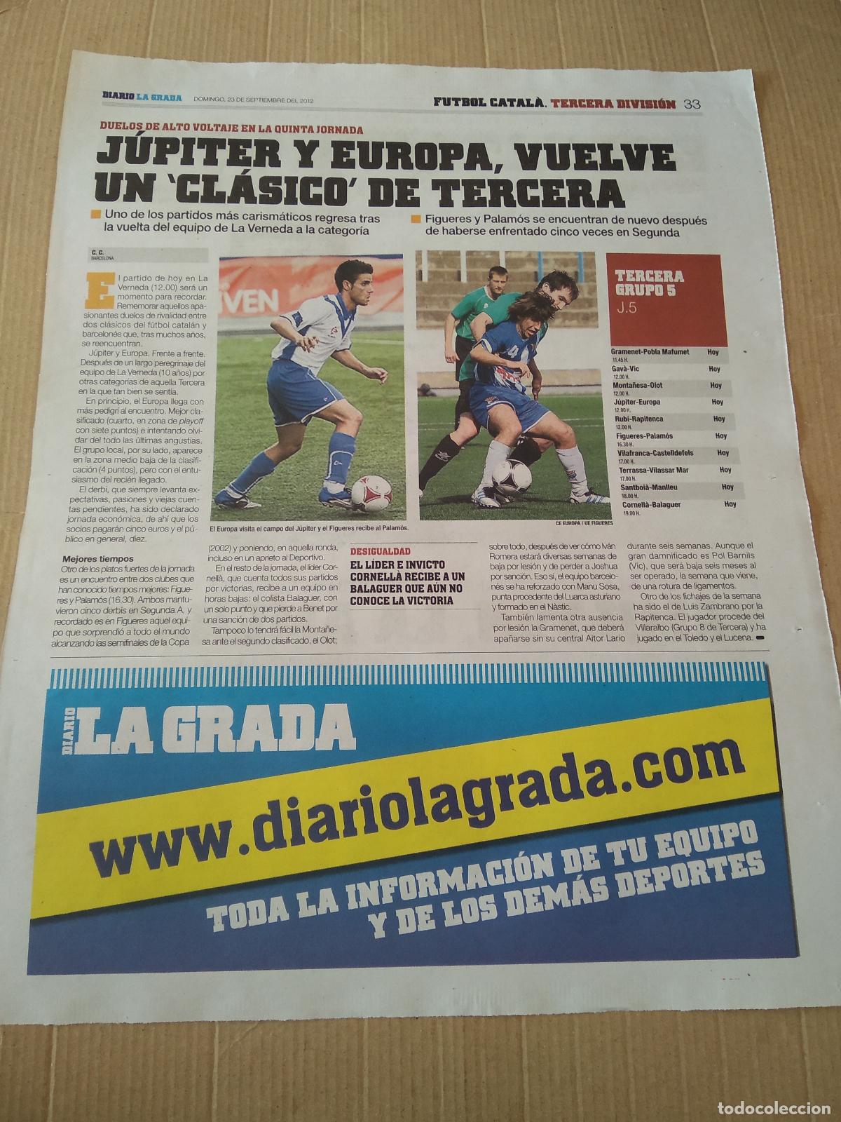 Coleccionismo deportivo: HOJA PERIODICO DIARIO LA GRADA JUPITER FIGUERES GRAN PREMIO SINGAPUR ALONSO FORMULA 1 F1
