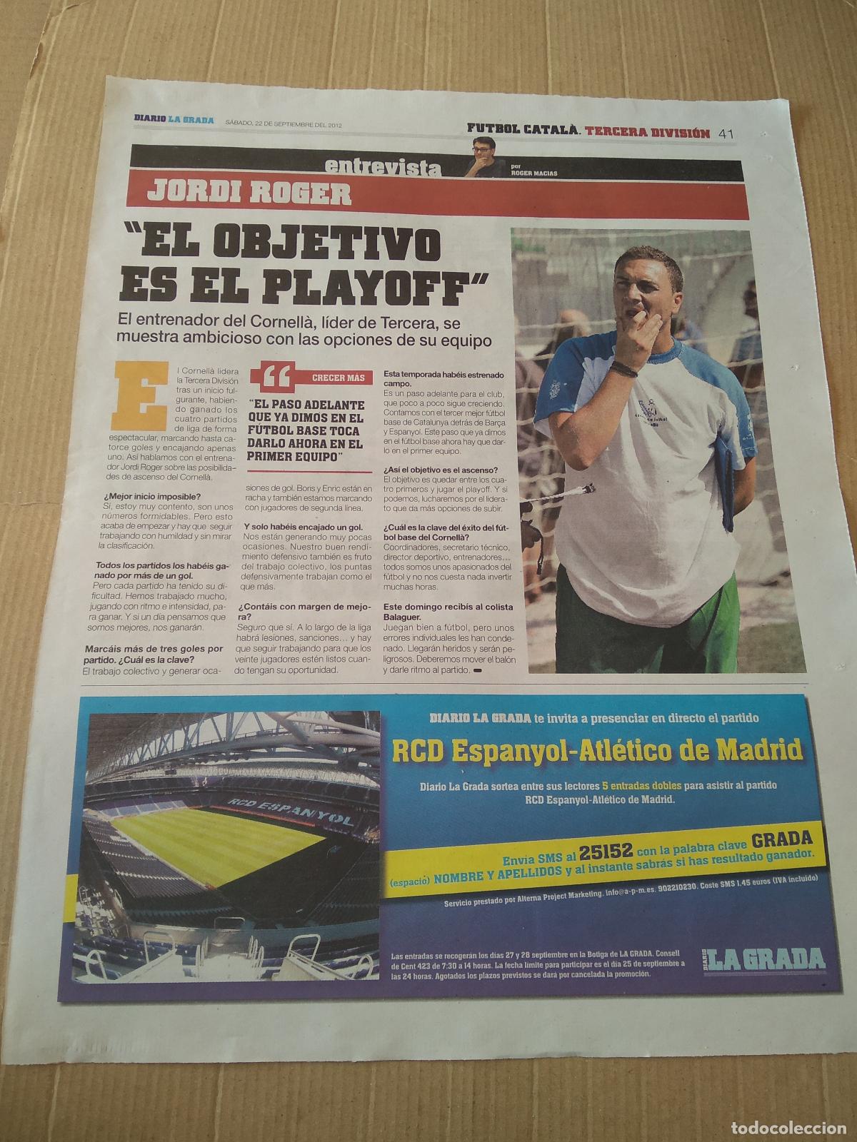 Coleccionismo deportivo: HOJA PERIODICO DIARIO LA GRADA ENTREVISTA JORDI ROGER VETTEL FORMULA 1 F1