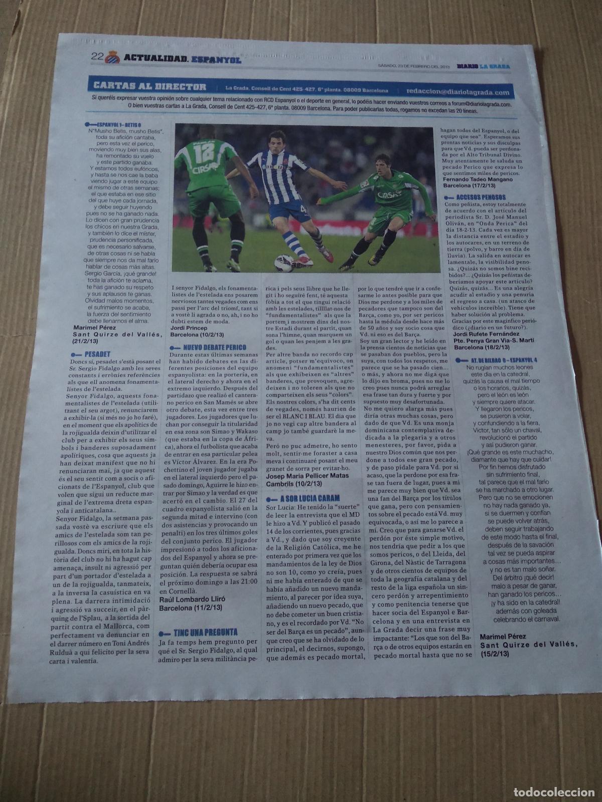 Coleccionismo deportivo: HOJA PERIODICO DIARIO LA GRADA VICTOR SANCHEZ ESPANYOL CRISTIAN ALVAREZ RENAULT PUBLICIDAD