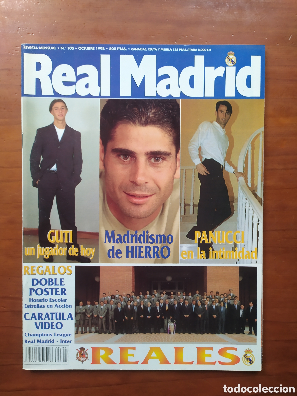 Collezionismo sportivo: Revista Real Madrid 105 octubre 1998 Guti Hierro Panucci doble poster