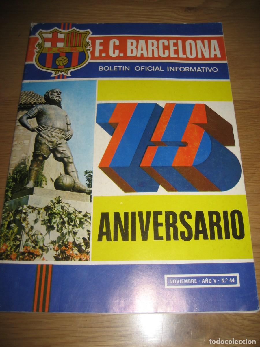 Coleccionismo deportivo: revista . boletin oficial de futbol club barcelona Bar&ccedil;a 75 aniversario n&ordm; 44 1974
