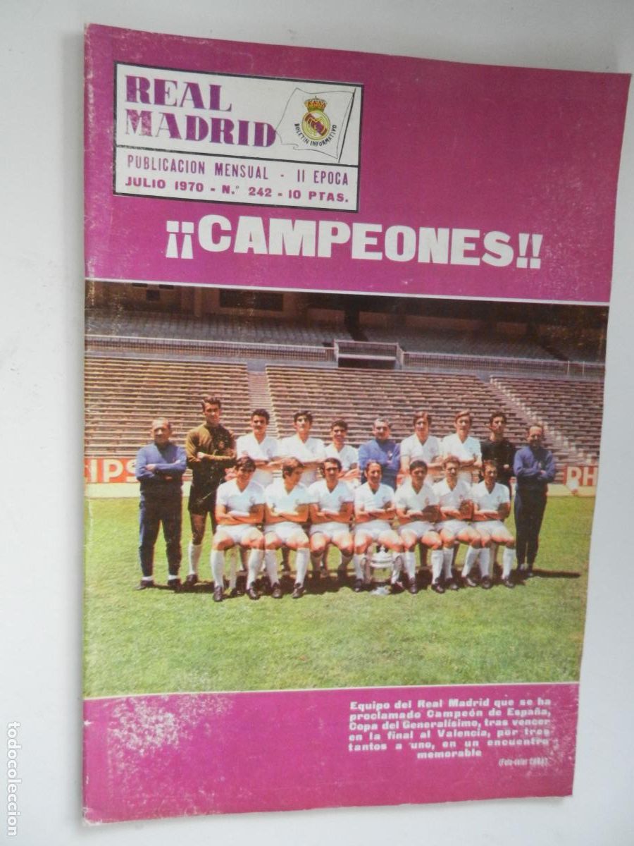 Sammelleidenschaft Sport: REVISTA N&ordm; 242 -JULIO -1970 - &iexcl;&iexcl;CAMPEONES!! COPA GENERALISIMO, POSTER PIRRI