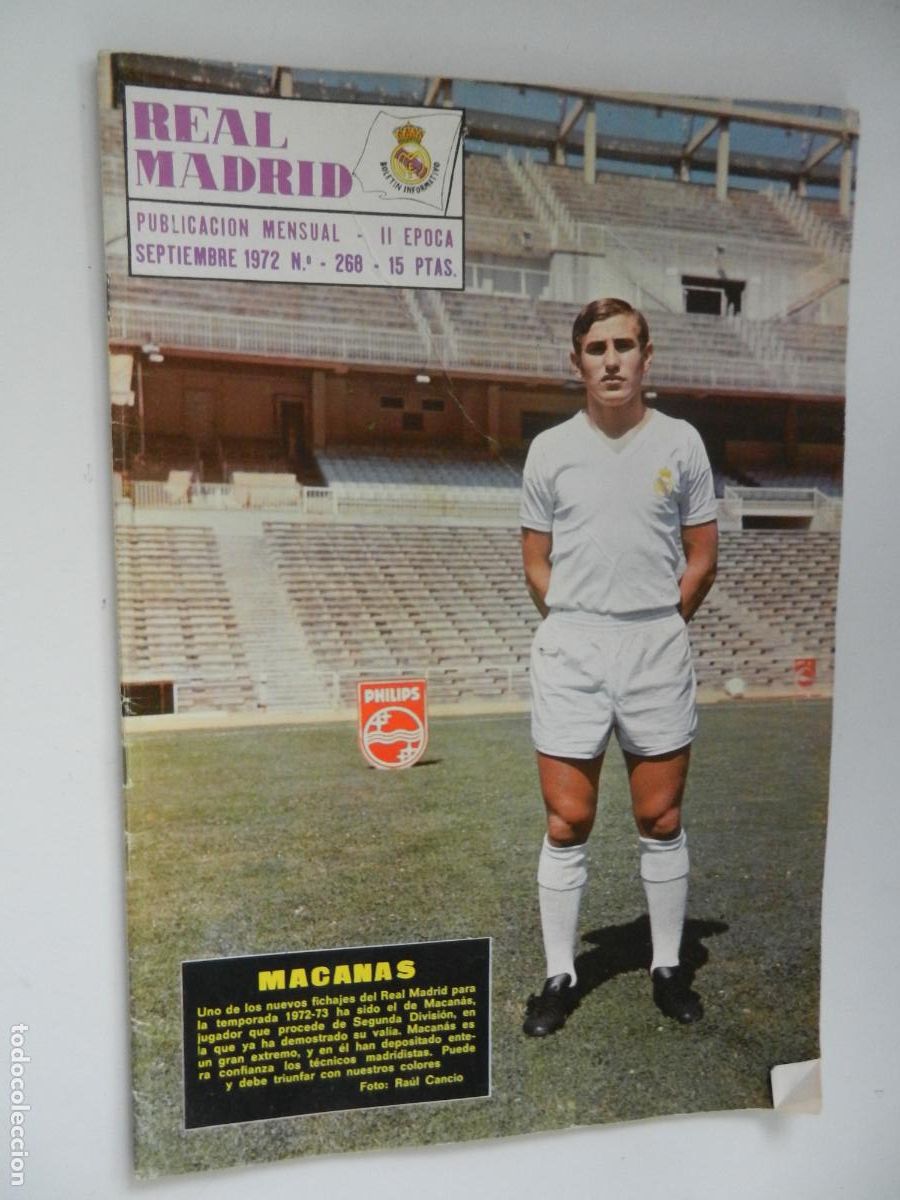 Collectionnisme sportif: REAL MADRID REVISTA N&ordm; 268 - SEPTIEMBRE 1972 -MACANAS MIGUEL MU&Ntilde;OZ -POSTERS ANDRES