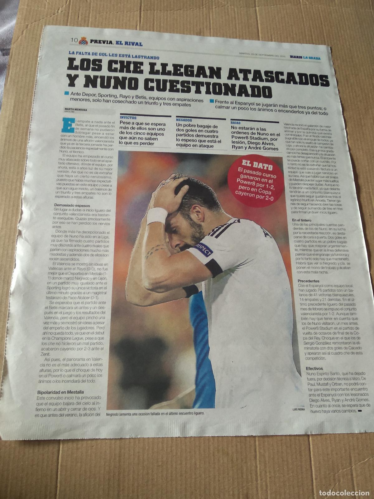 Collectionnisme sportif: HOJA PERIODICO DIARIO LA GRADA NEGREDO VALENCIA FORD PUBLICIDAD