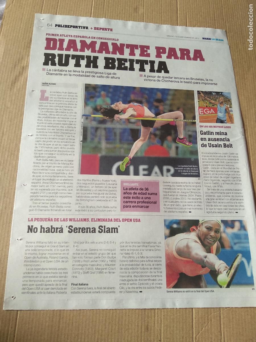Sports collectibles: HOJA PERIODICO DIARIO LA GRADA RUTH BEITIA ATLETISMO LIBRO LA BARCELONA D'AHIR