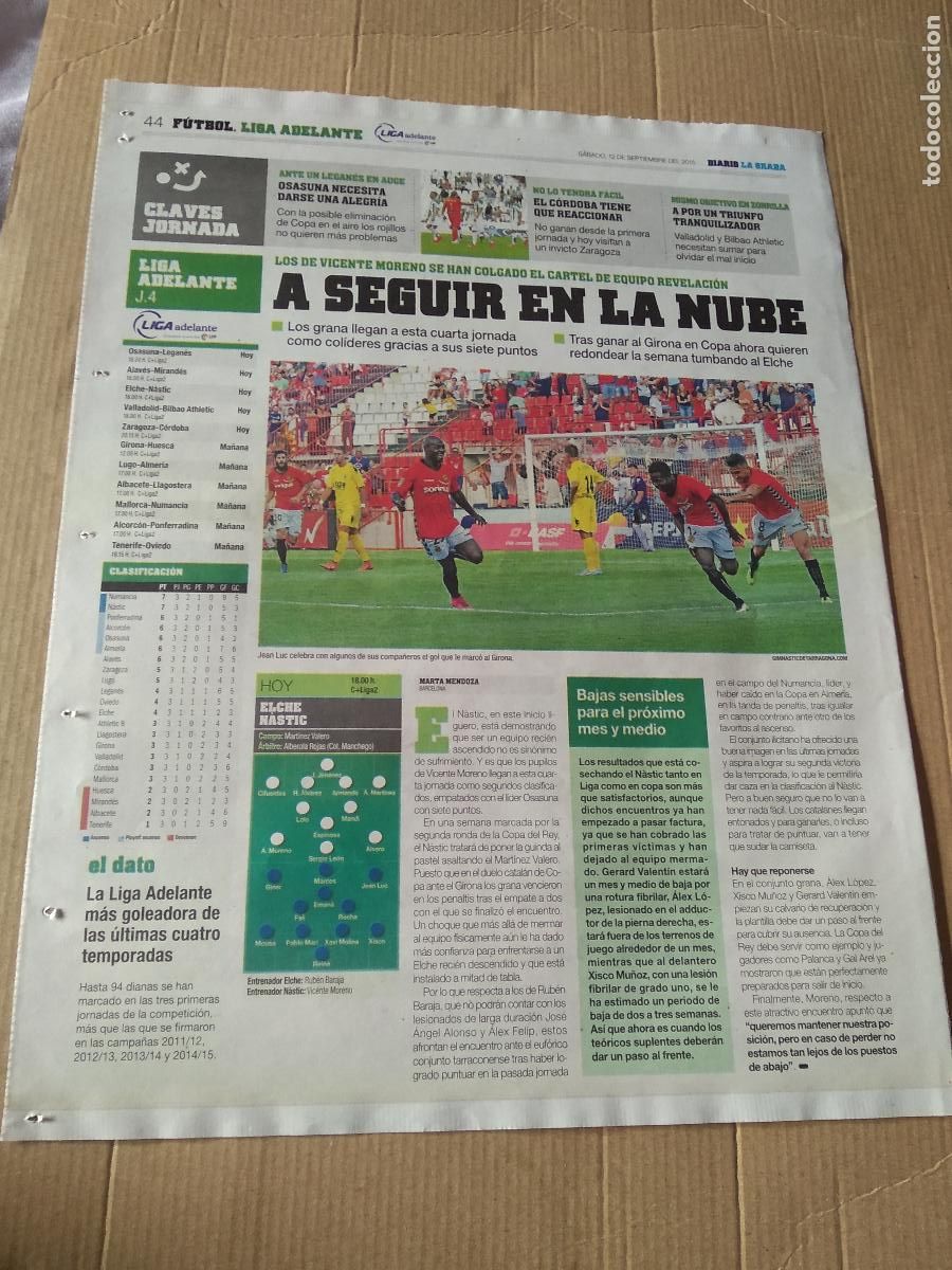 Coleccionismo deportivo: HOJA PERIODICO DIARIO LA GRADA PUBLICIDAD FIAT EMANA JEAN LUC NASTIC DE TARRAGONA