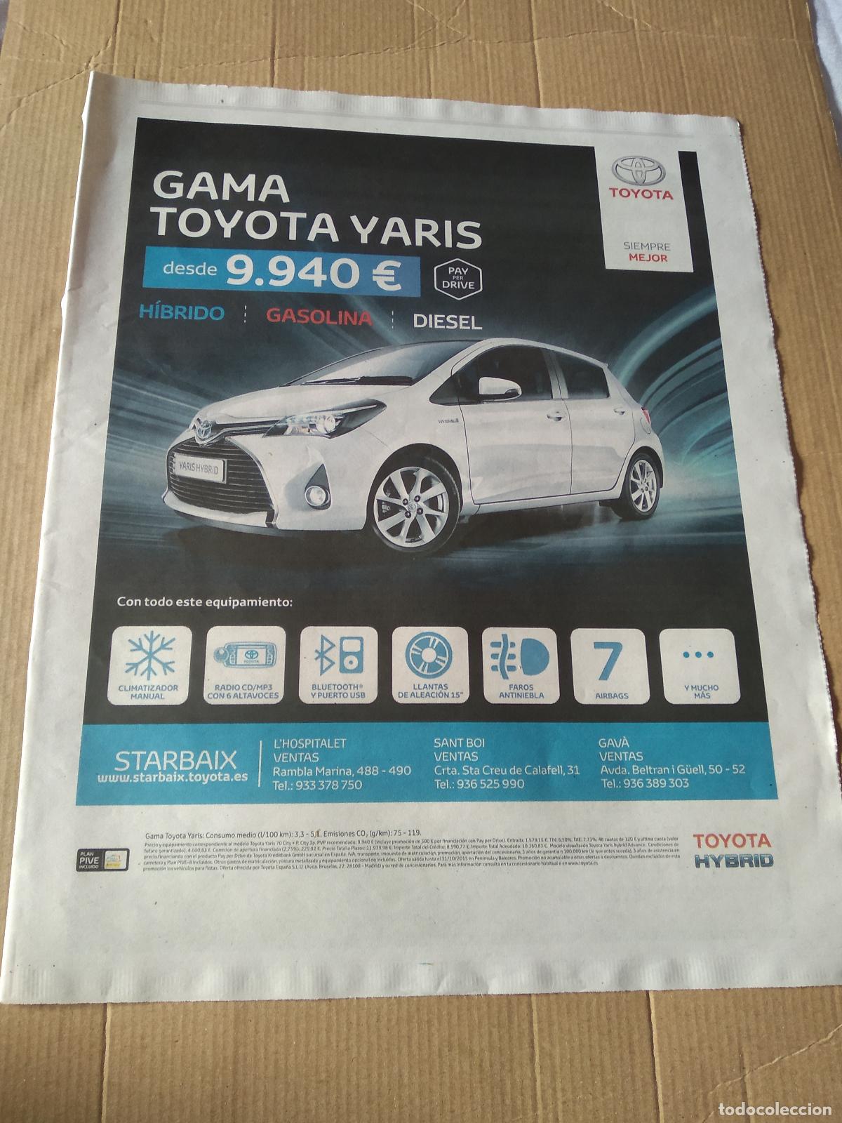 Coleccionismo deportivo: HOJA PERIODICO DIARIO LA GRADA TOYOTA PUBLICIDAD BAR PINOTXO JOAN COLLET