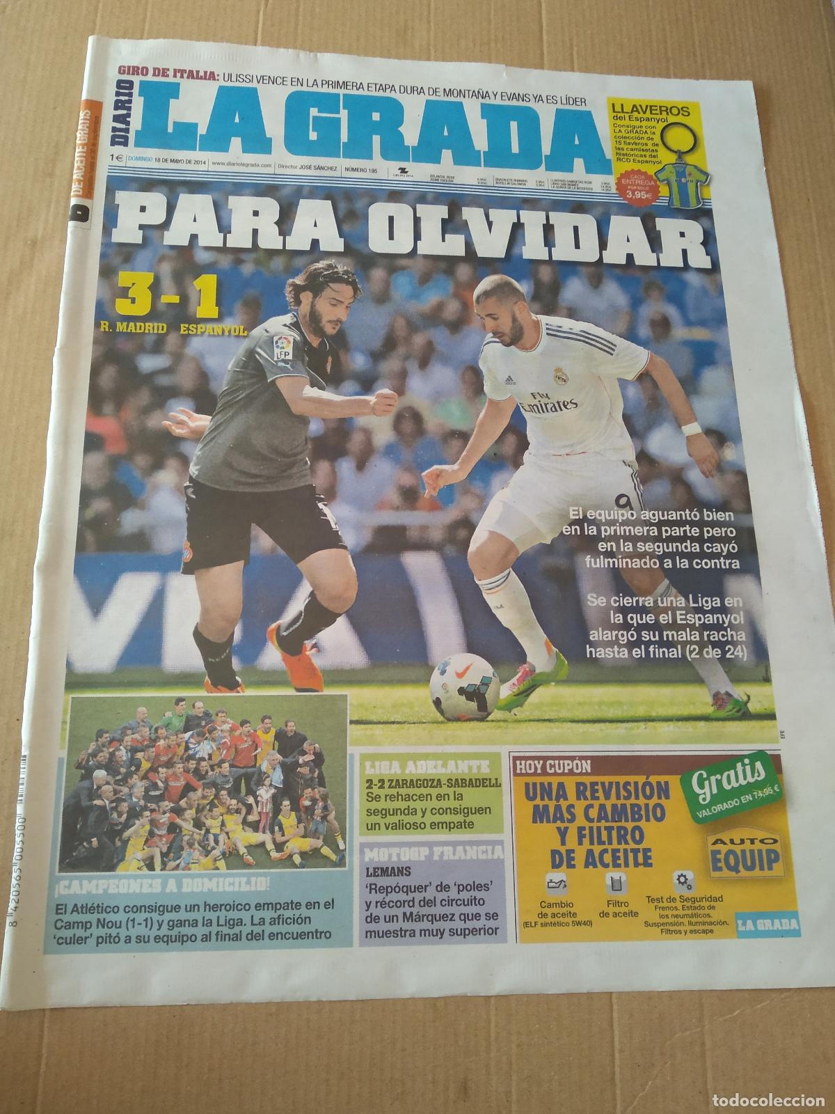Coleccionismo deportivo: HOJA PERIODICO DIARIO LA GRADA COLOTTO ESPANYOL BENZEMA REAL MADRID CIERRE CON GUSTO AMARGO