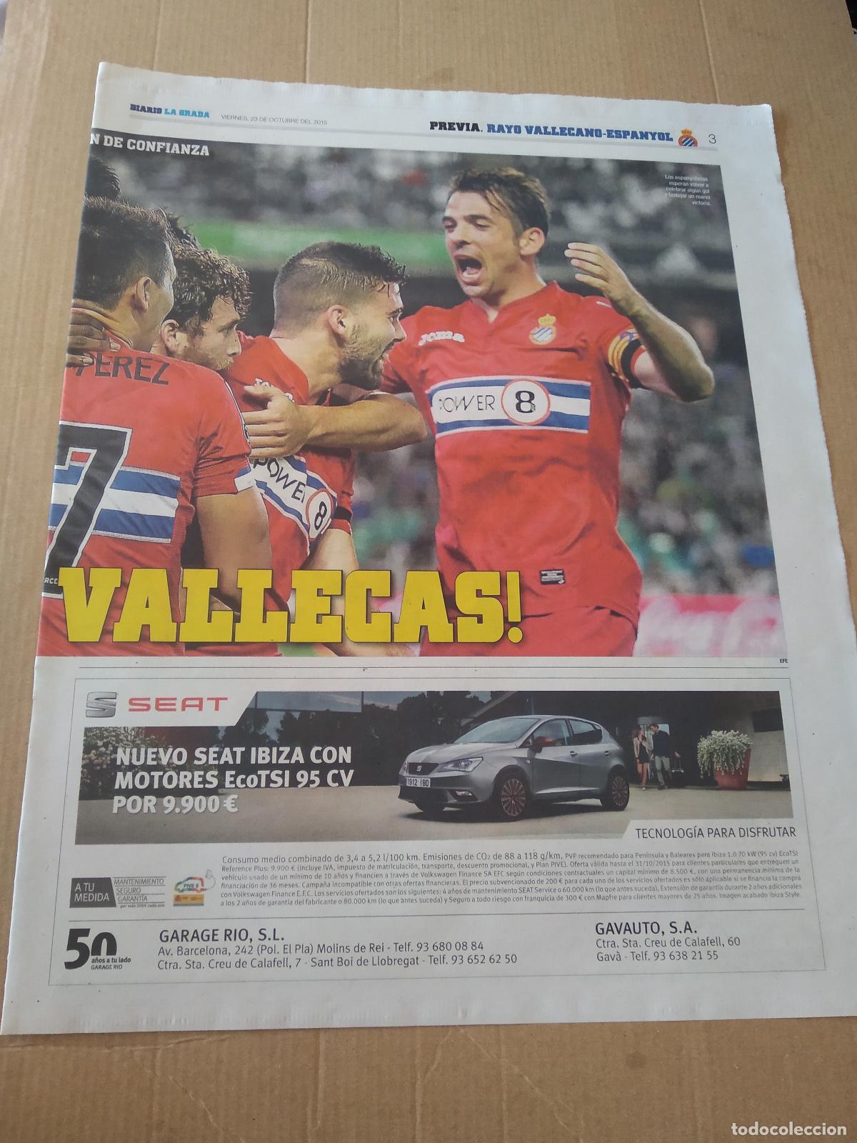 Coleccionismo deportivo: HOJA PERIODICO DIARIO LA GRADA VICTOR SANCHEZ ESPANYOL EQUIPO PLANTILLA RAYO VALLECANO GUERRA SEAT