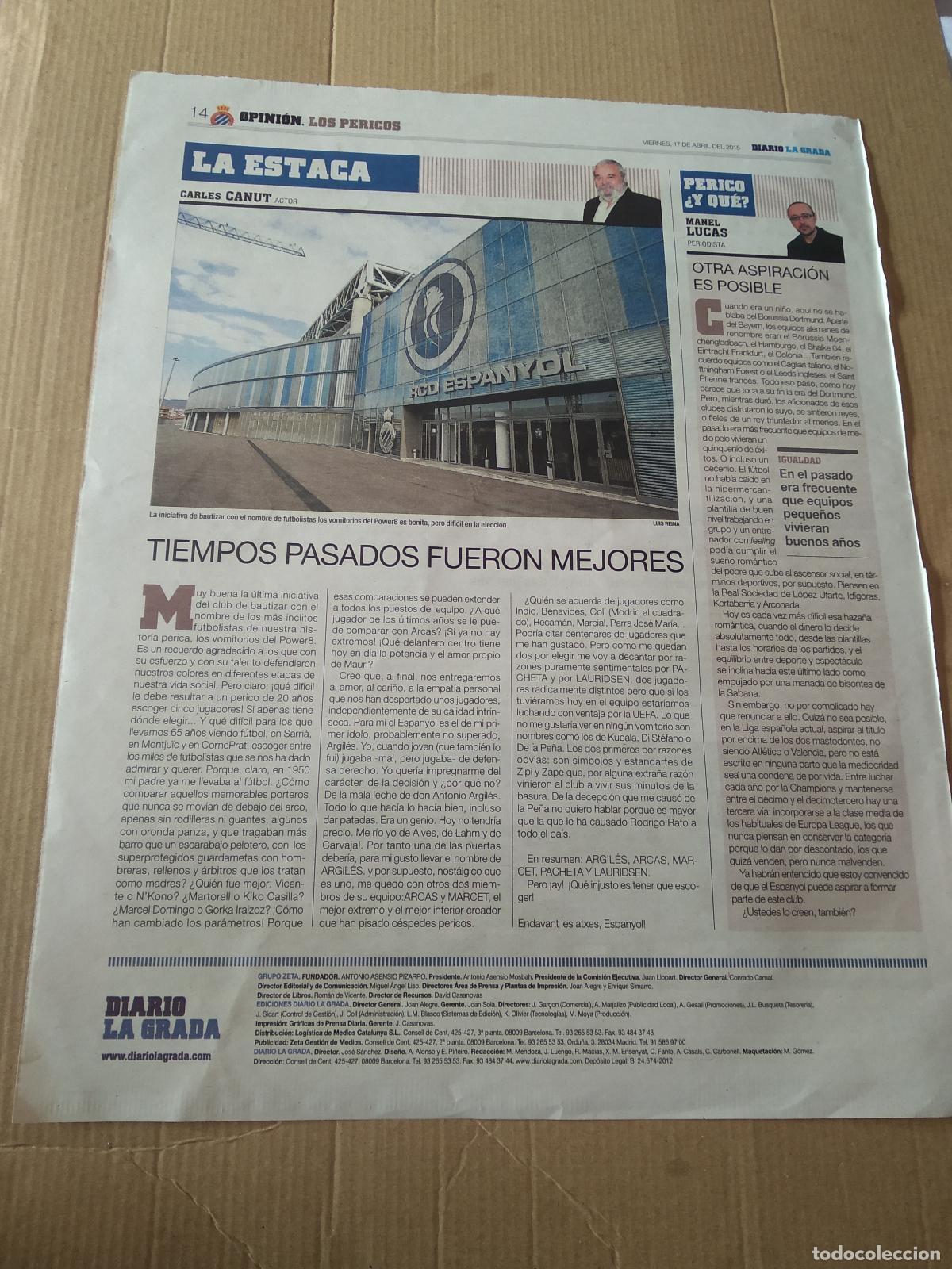 Coleccionismo deportivo: HOJA PERIODICO DIARIO LA GRADA POWER8 ESTADIO CORNELLA PRAT ESPANYOL TOYOTA PUBLICIDAD