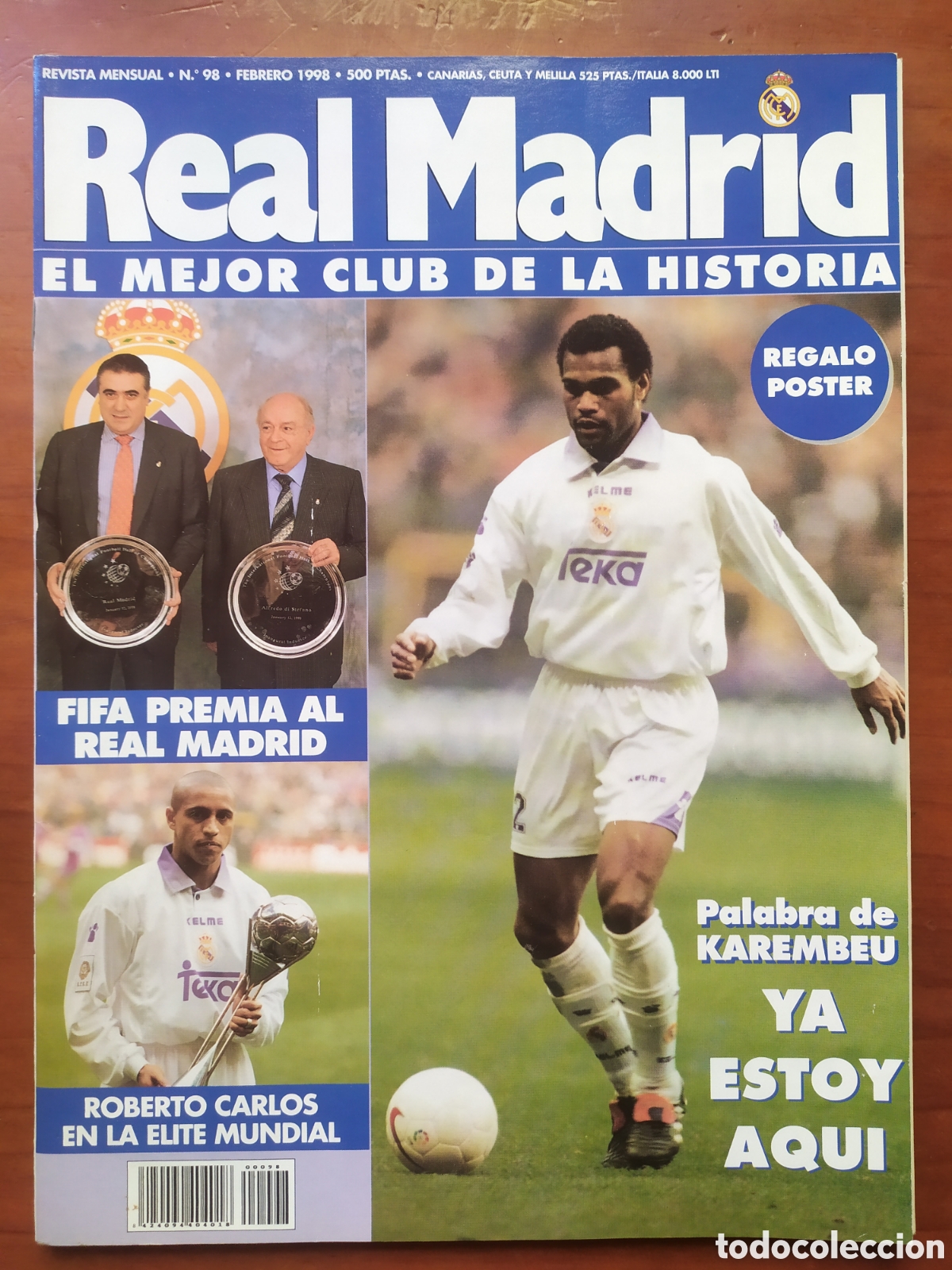 Collezionismo sportivo: Revista Real Madrid 98 febrero 1998 poster Karembeau