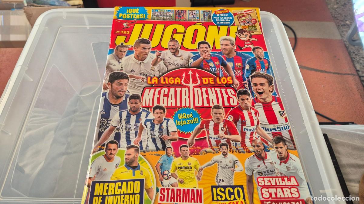 Coleccionismo deportivo: REVISTA JUGON N&ordm; 123 CON HOJAS MERCADO DE INVIERNO ACTUALIZACION 2016-17. POSTER CRISTIANO RONALDO..