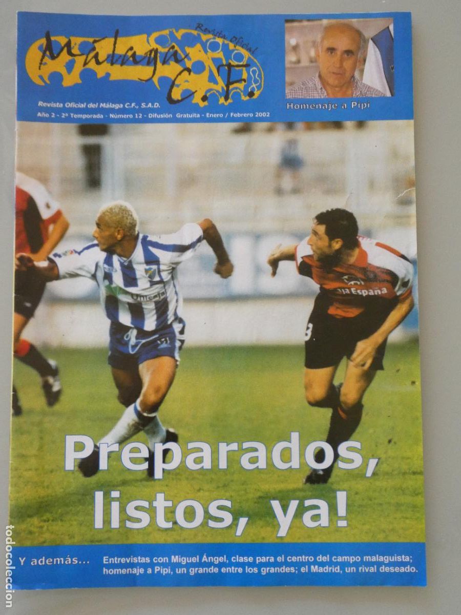 Collectionnisme sportif: REVISTA BOLET&Iacute;N DE F&Uacute;TBOL. M&Aacute;LAGA CF. ENERO FEBRERO 2002. VISITA DEPORTIVO CORU&Ntilde;A. 70GR