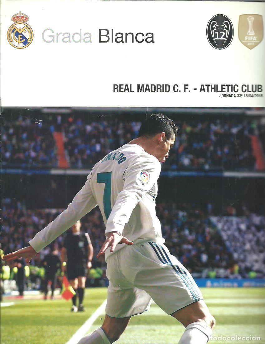Collezionismo sportivo: Revista oficial Programa Grada Blanca Real Madrid - Athletic Club 18/04/2018 Jornada 33