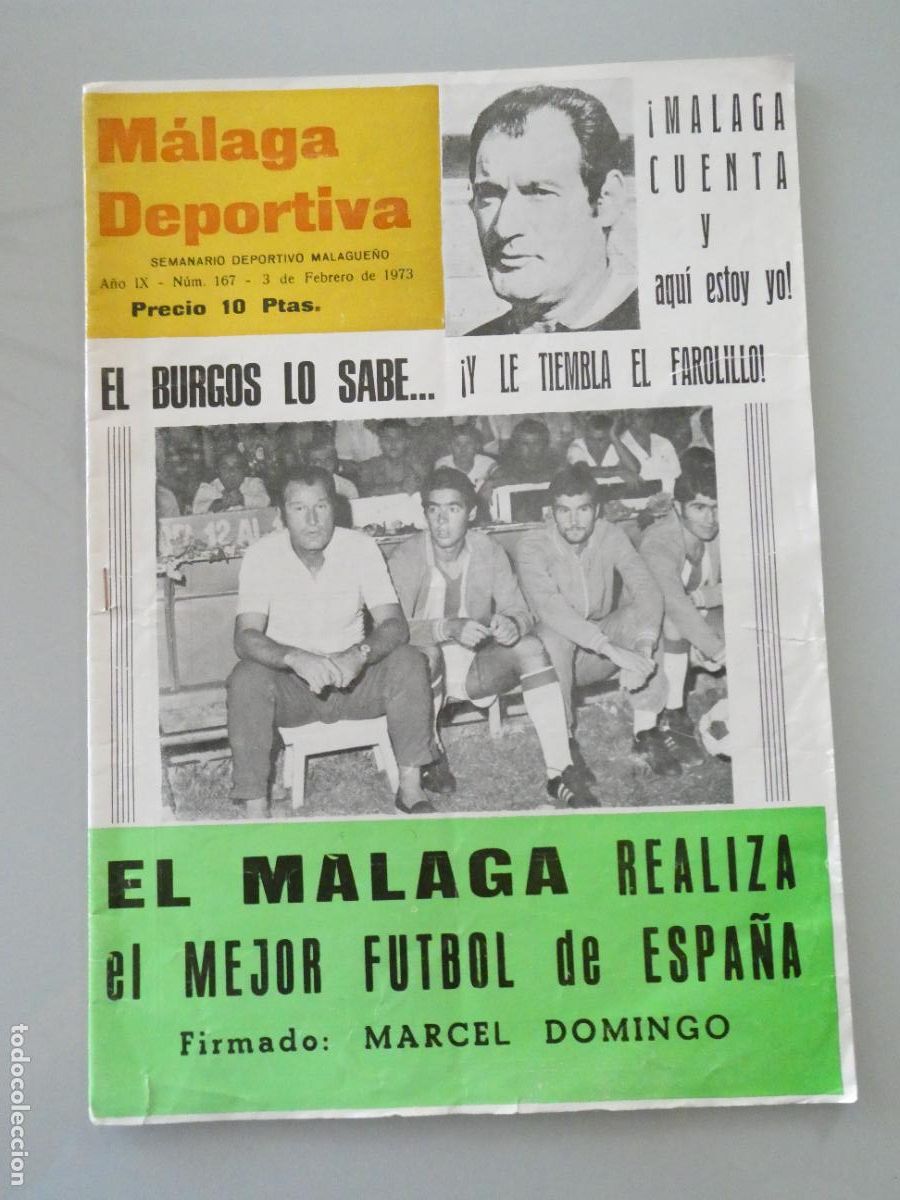 Collezionismo sportivo: REVISTA DE DEPORTES. F&Uacute;TBOL. M&Aacute;LAGA DEPORTIVA. CD M&Aacute;LAGA. FEBRERO 1973 VS BURGOS. 80GR