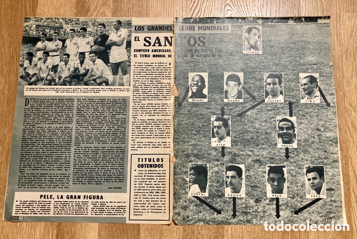 Coleccionismo deportivo: SANTOS - PEL&Eacute; - REVISTA SEMANA