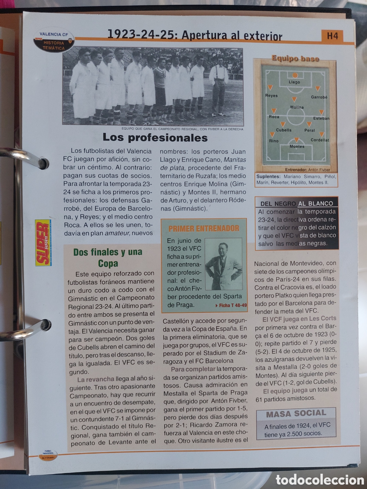 Sammelleidenschaft Sport: FICHA H4 1923-24-25: APERTURA AL EXTERIOR ALBUM FICHAS HISTORICAS DEL VALENCIA CF SUPER SUPERDEPORTE