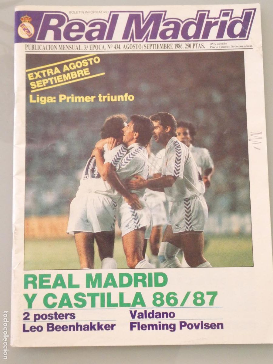 Sammelleidenschaft Sport: REVISTA BOLET&Iacute;N INFORMATIVO REAL MADRID F&Uacute;TBOL BALONCESTO 434 AGOSTO 1986. JUANITO VALDANO. 150GR