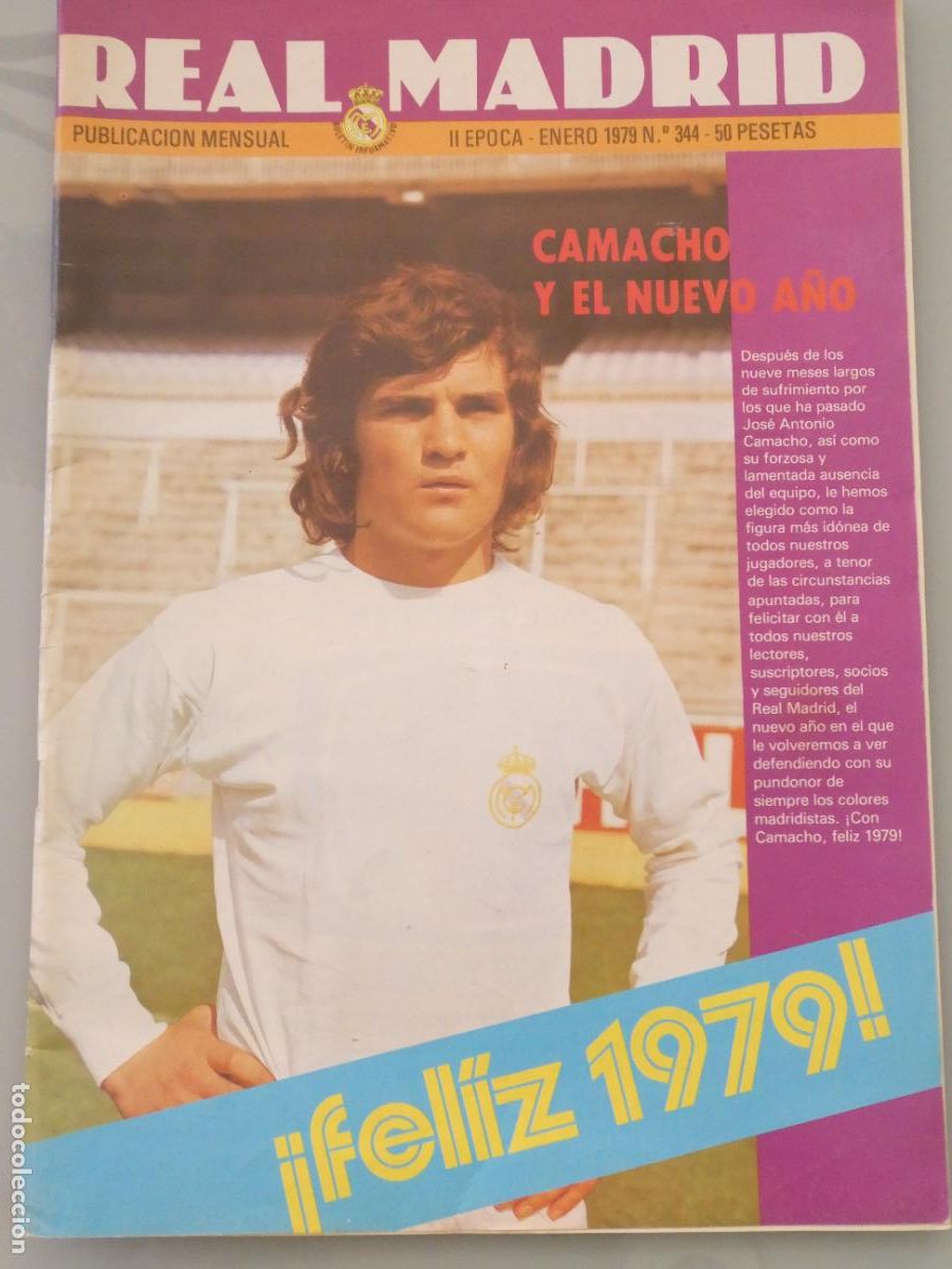 Sammelleidenschaft Sport: REVISTA BOLET&Iacute;N INFORMATIVO REAL MADRID F&Uacute;TBOL BALONCESTO 344 ENERO 1979 JOSE ANTONIO CAMACHO. 100GR