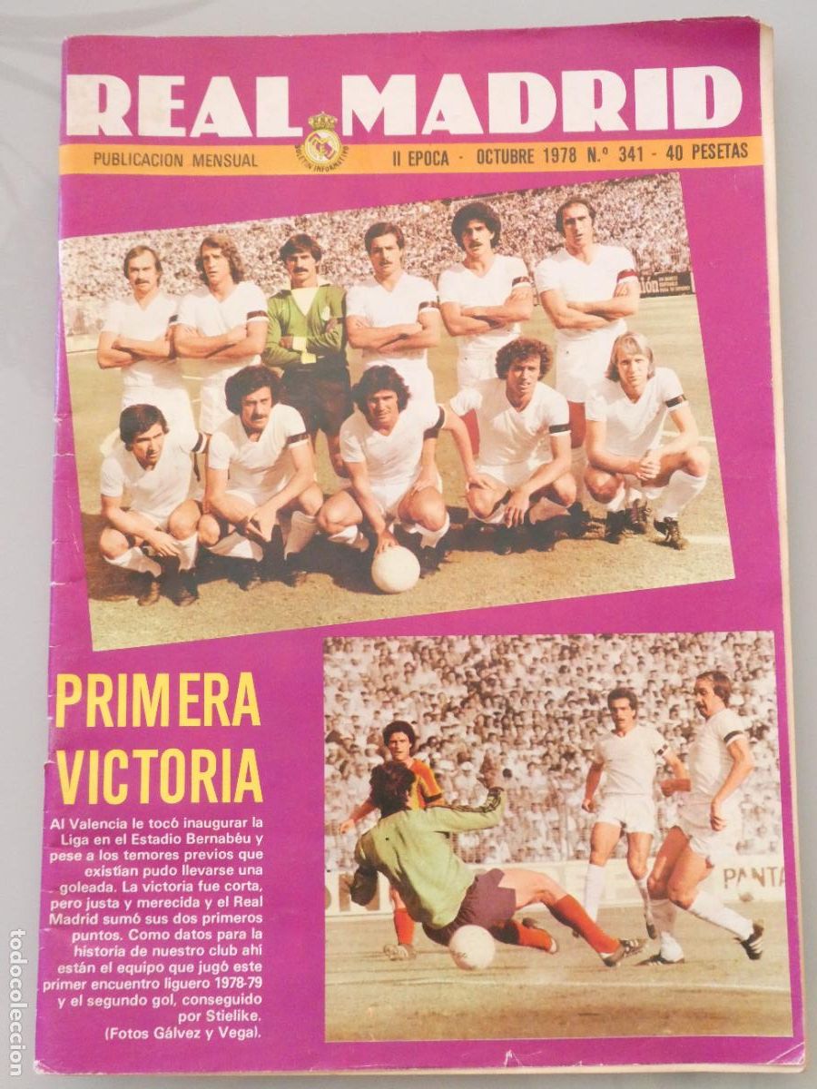 Sammelleidenschaft Sport: REVISTA BOLET&Iacute;N INFORMATIVO REAL MADRID F&Uacute;TBOL BALONCESTO 341 OCTUBRE 1978 VALENCIA CF. 150GR