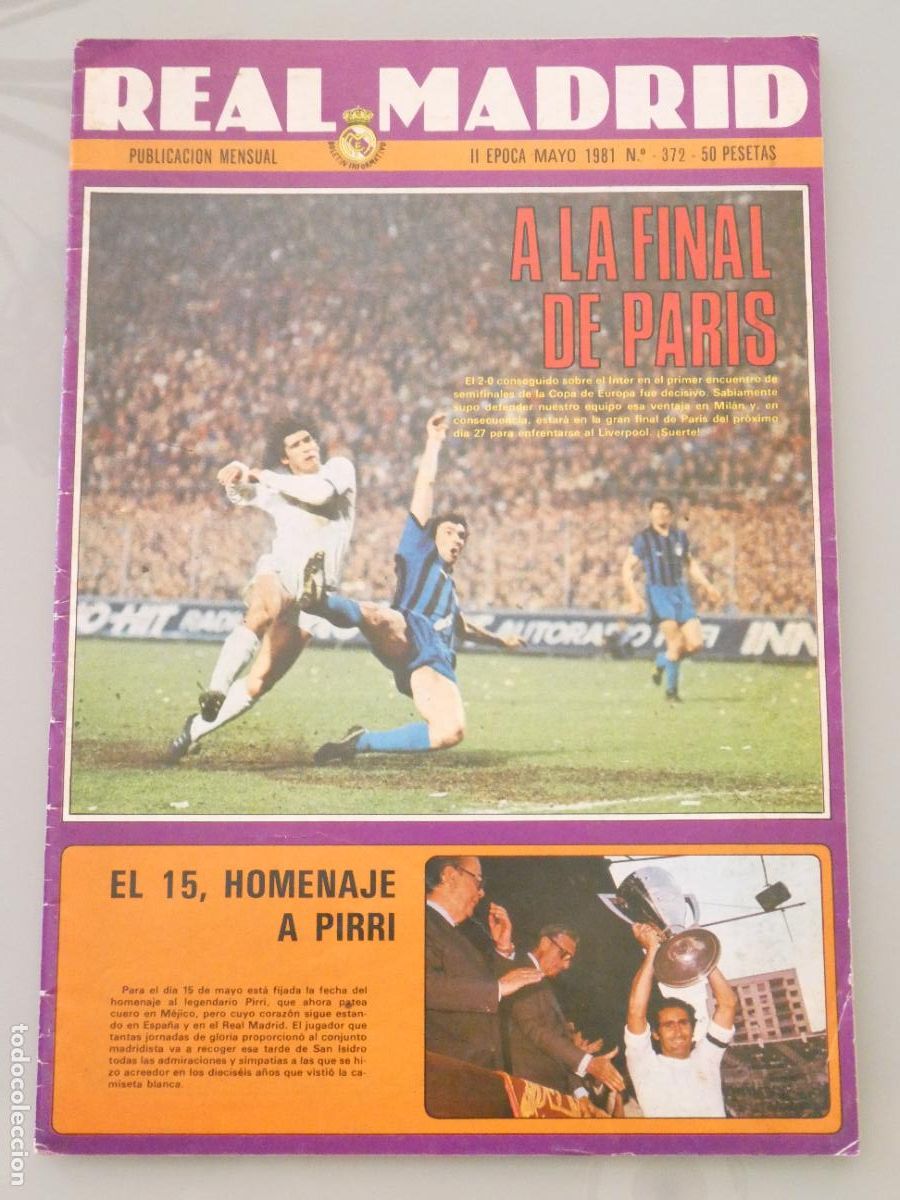 Sammelleidenschaft Sport: REVISTA BOLET&Iacute;N INFORMATIVO REAL MADRID F&Uacute;TBOL BALONCESTO 372 MAYO 1981 SF INTER MILAN . 100GR
