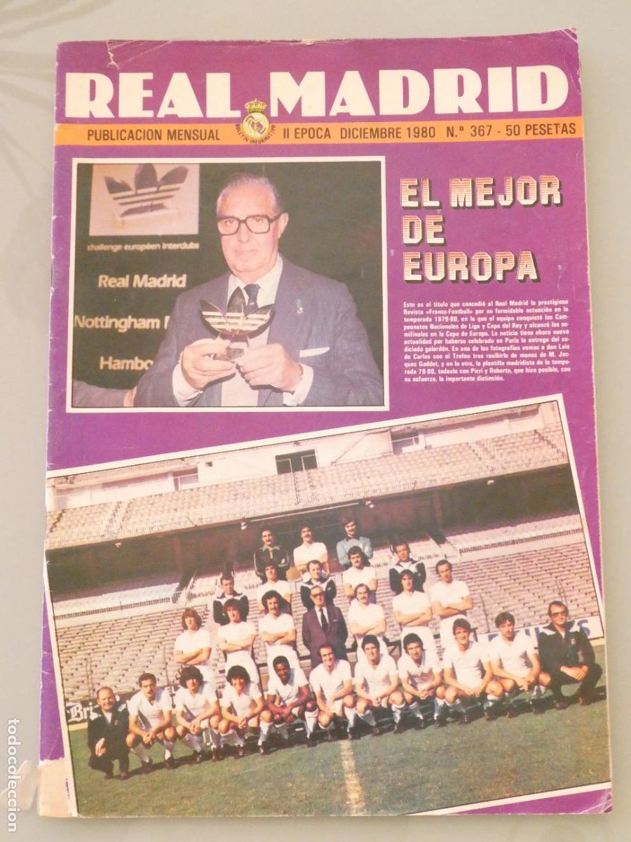 Collectionnisme sportif: REVISTA BOLET&Iacute;N INFORMATIVO REAL MADRID F&Uacute;TBOL BALONCESTO 367 DICIEMBRE 1980. 100GR