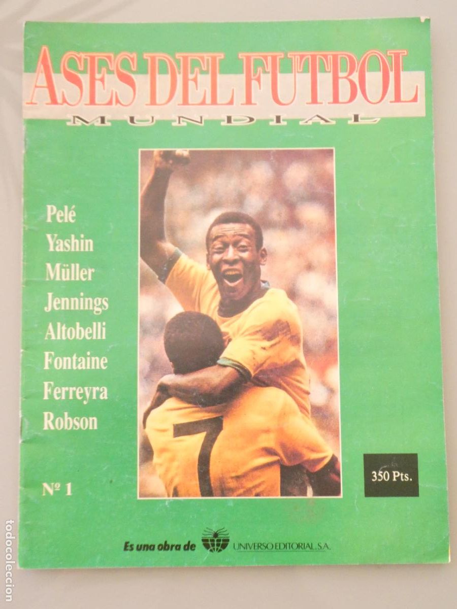 Colecionismo desportivo: REVISTA ASES DEL F&Uacute;TBOL MUNDIAL 1 UNIVERSO EDITORIAL 1992. PEL&Eacute; YASHIN M&Uuml;LLER ALTOBELLI FONTAIN100GR