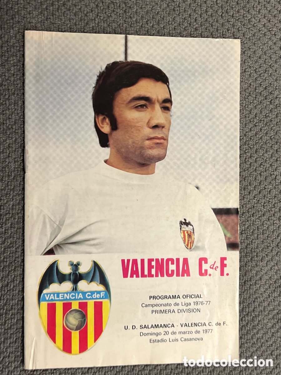 Coleccionismo deportivo: F&Uacute;TBOL. PROGRAMA OFICIAL. Campeonato de Liga 1976-77, 1a.DIVISION, U. D. SALAMANCA - VALENCIA C.F.