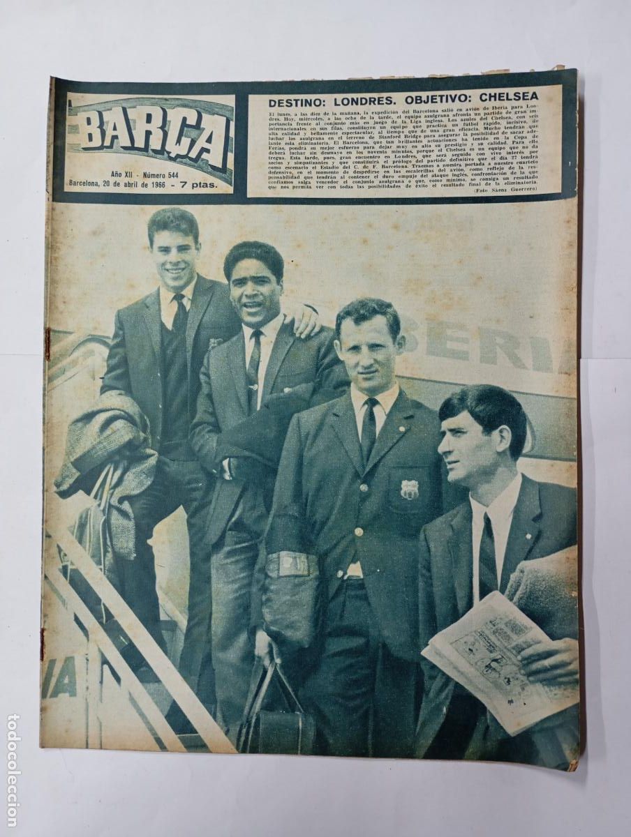 Collezionismo sportivo: REVISTA BAR&Ccedil;A N&ordm; 544. A&Ntilde;O XII. 20 ABRIL 1966. DESTINO LONDRES. OBJETIVO CHELSEA. TDK279G10