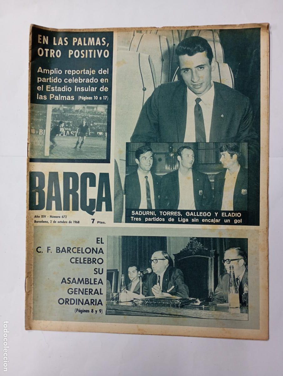 Collezionismo sportivo: REVISTA BAR&Ccedil;A N&ordm; 672. A&Ntilde;O XIV. 2 OCTUBRE 1968. ASAMBLEA ORDINARIA. TDK279G10
