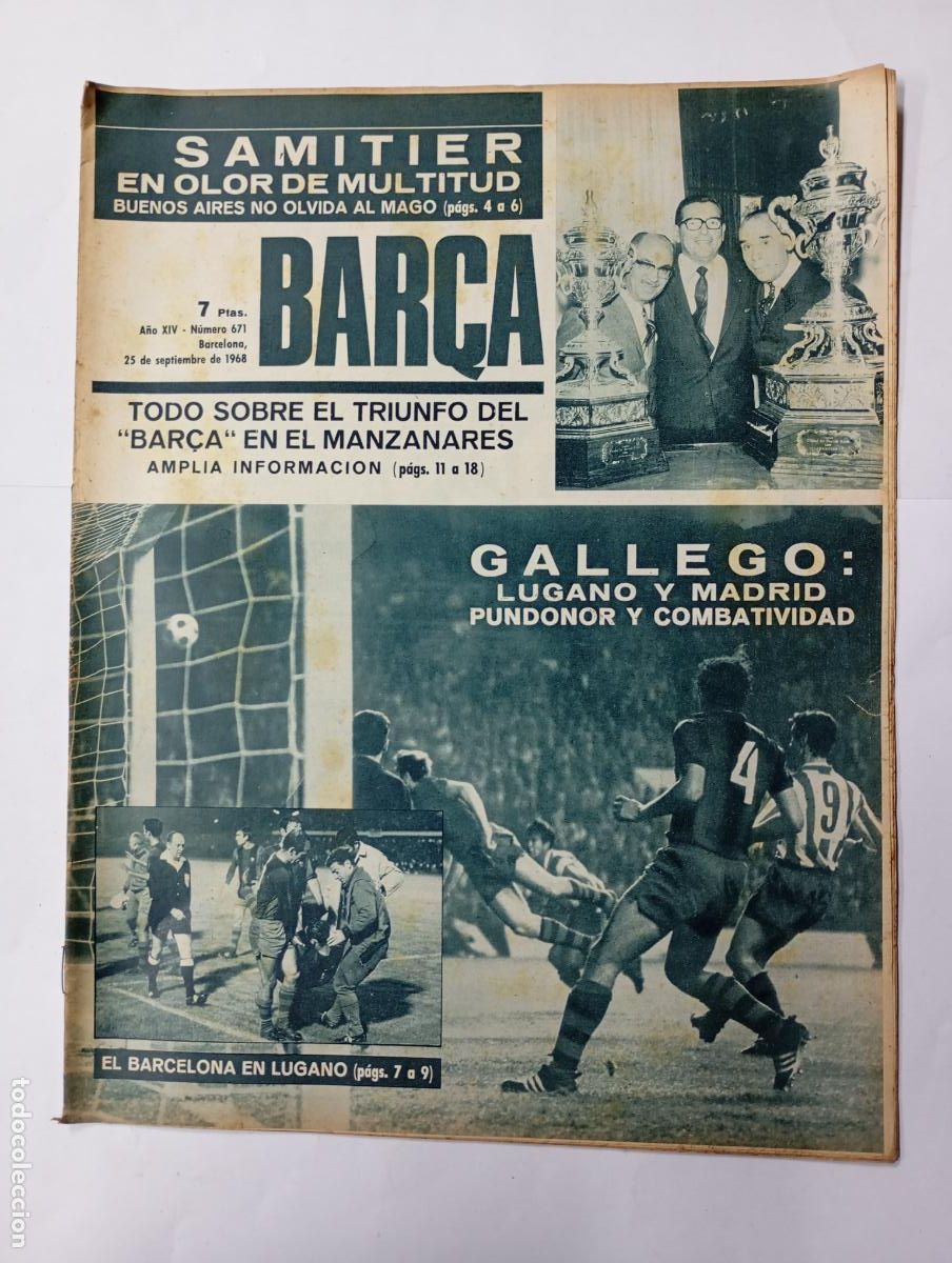 Collezionismo sportivo: REVISTA BAR&Ccedil;A N&ordm; 671. A&Ntilde;O XIV. 25 SEPTIEMBRE 1968. GALLEGO. VS. ATL&Eacute;TICO. TDK279G10