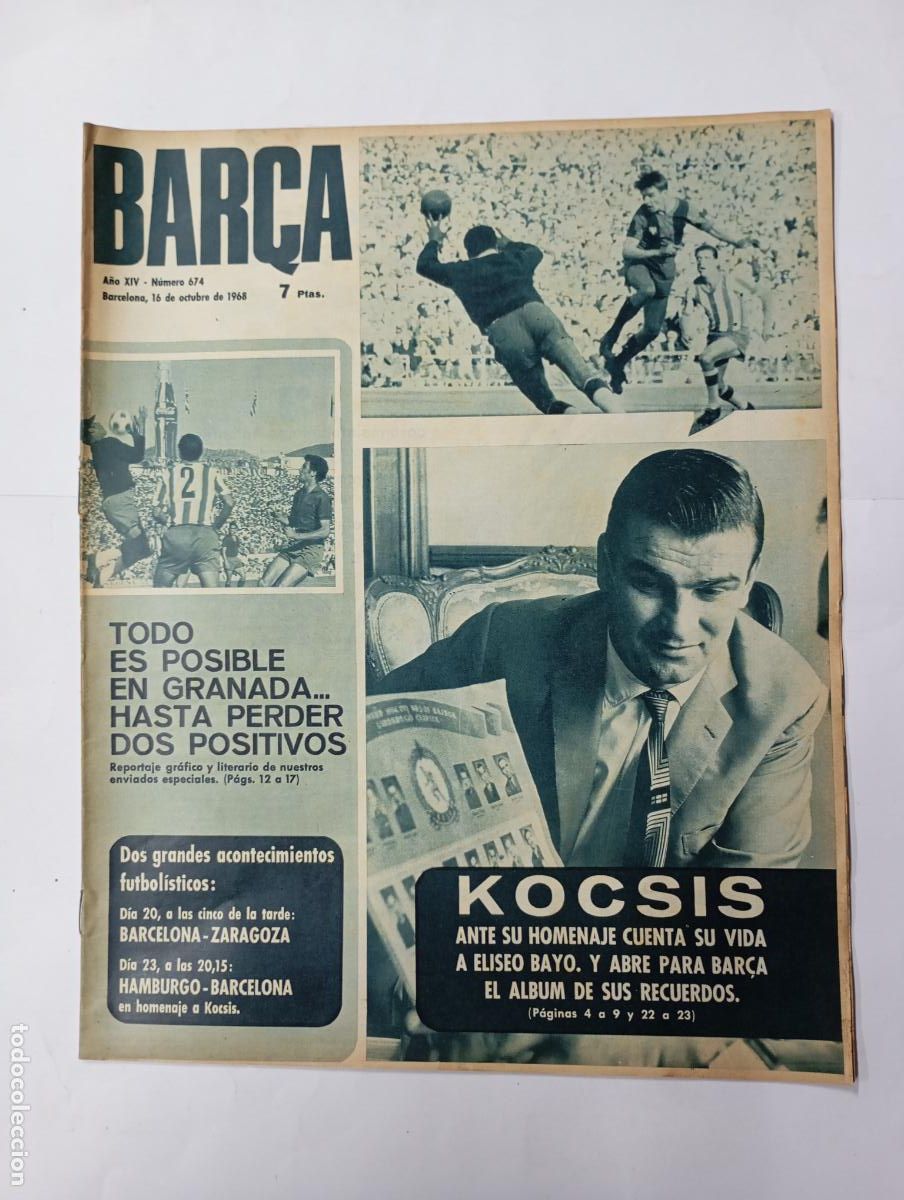 Collezionismo sportivo: REVISTA BAR&Ccedil;A N&ordm; 674. A&Ntilde;O XIV. 16 OCTUBRE 1968. BARCELONA VS GRANADA. TDK279G10