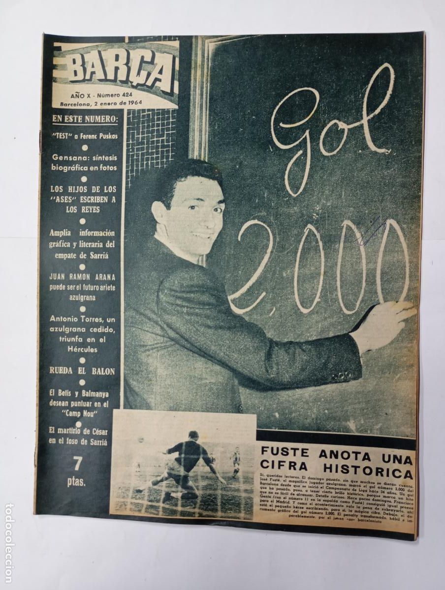 Collezionismo sportivo: REVISTA BAR&Ccedil;A N&ordm; 424. A&Ntilde;O X. 2 ENERO 1964. GOL 2000. TDK279G10