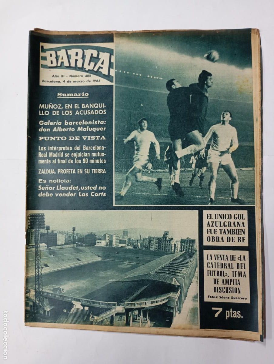 Collezionismo sportivo: REVISTA BAR&Ccedil;A N&ordm; 485. A&Ntilde;O XI. 4 MARZO 1965. LA VENTA DE LA CATEDRAL DEL F&Uacute;TBOL. TDK279G10