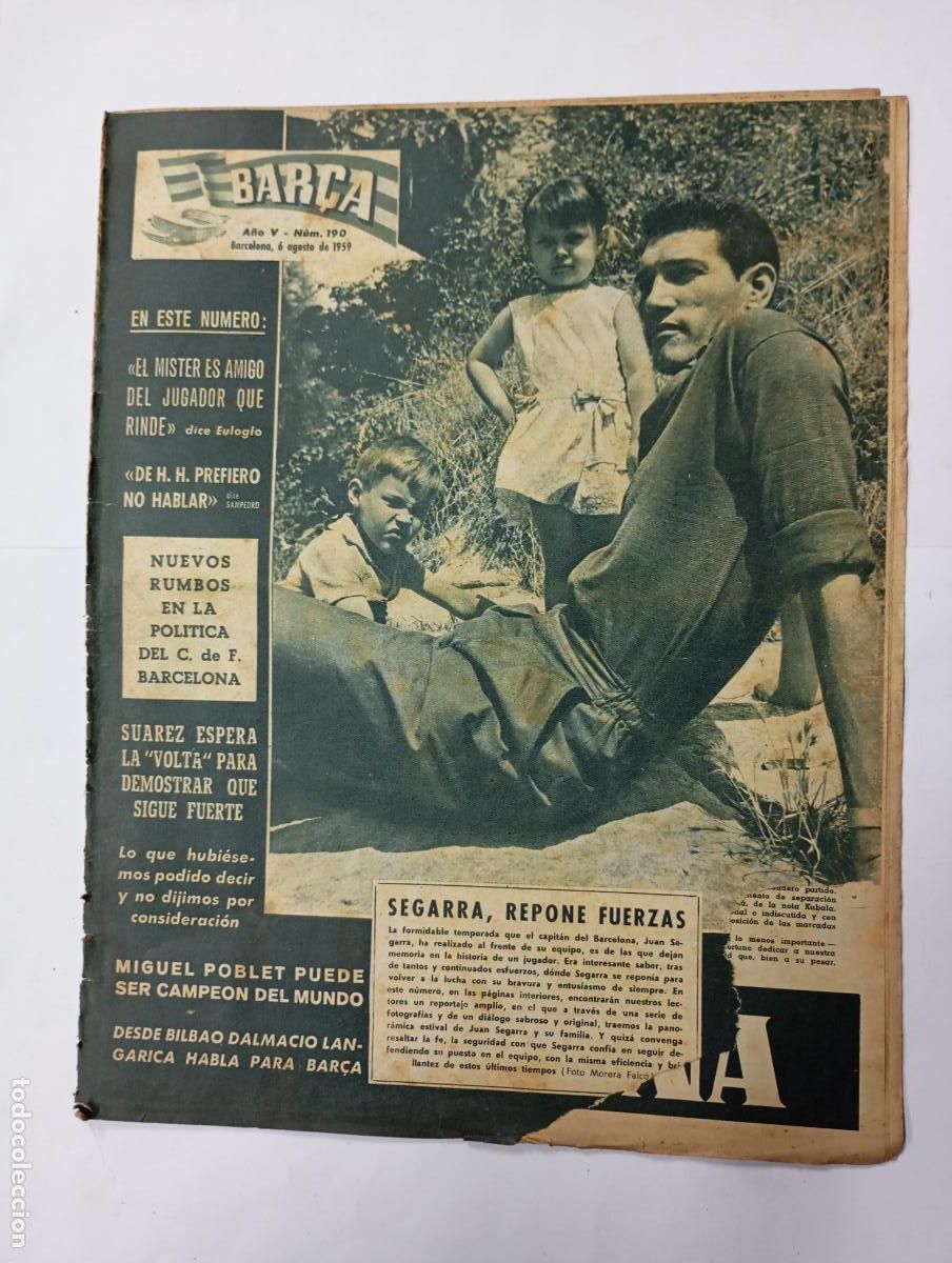 Collezionismo sportivo: REVISTA BAR&Ccedil;A N&ordm; 190. A&Ntilde;O V. 6 AGOSTO 1959. SEGARRA REPONE FUERZAS.. TDK279G10