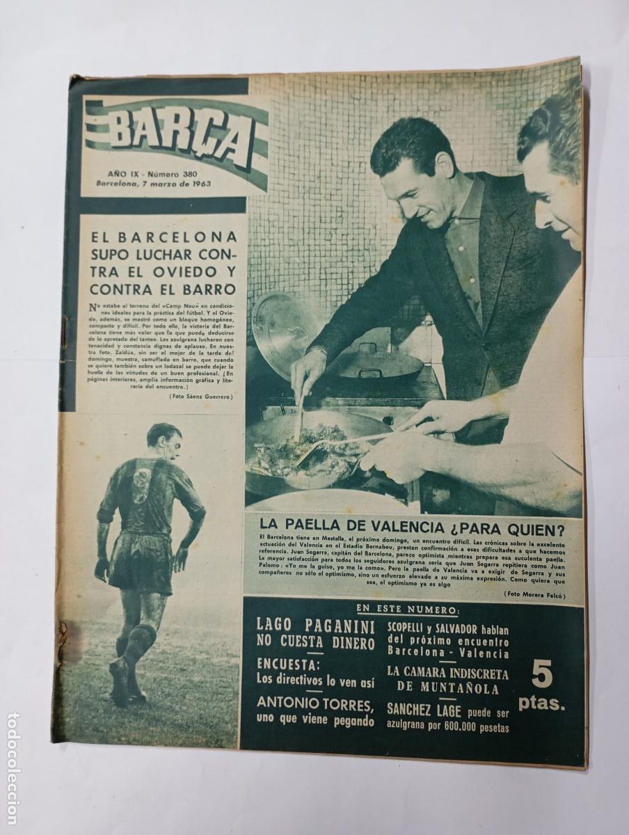 Collezionismo sportivo: REVISTA BAR&Ccedil;A N&ordm; 380. A&Ntilde;O IX. 7 MARZO 1963. BARCELONA VS OVIEDO. TDK279G10