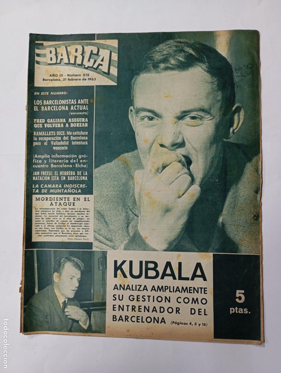 Collezionismo sportivo: REVISTA BAR&Ccedil;A N&ordm; 378. A&Ntilde;O IX. 21 FEBRERO 1963. BARCELONA ACTUAL. TDK279G10
