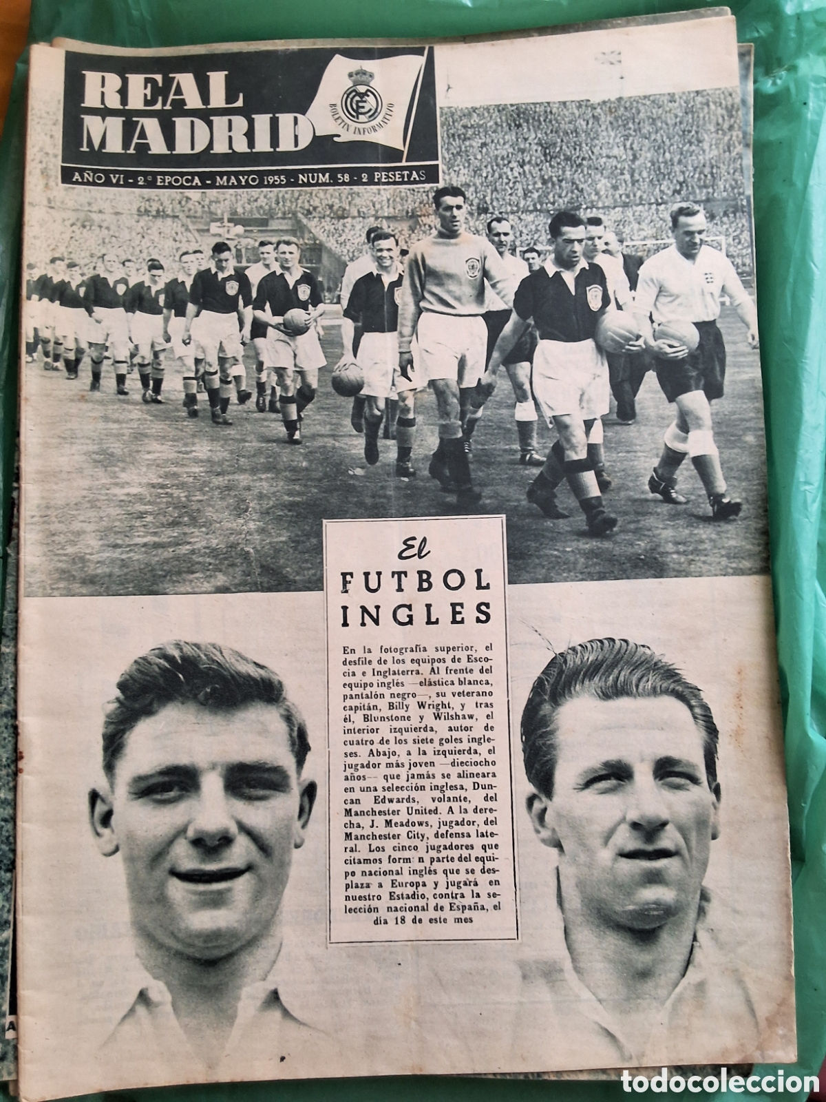 Sports collectibles: Real madrid revista futbol n&uacute;mero 58 a&ntilde;o 1955/5 futbol ingles