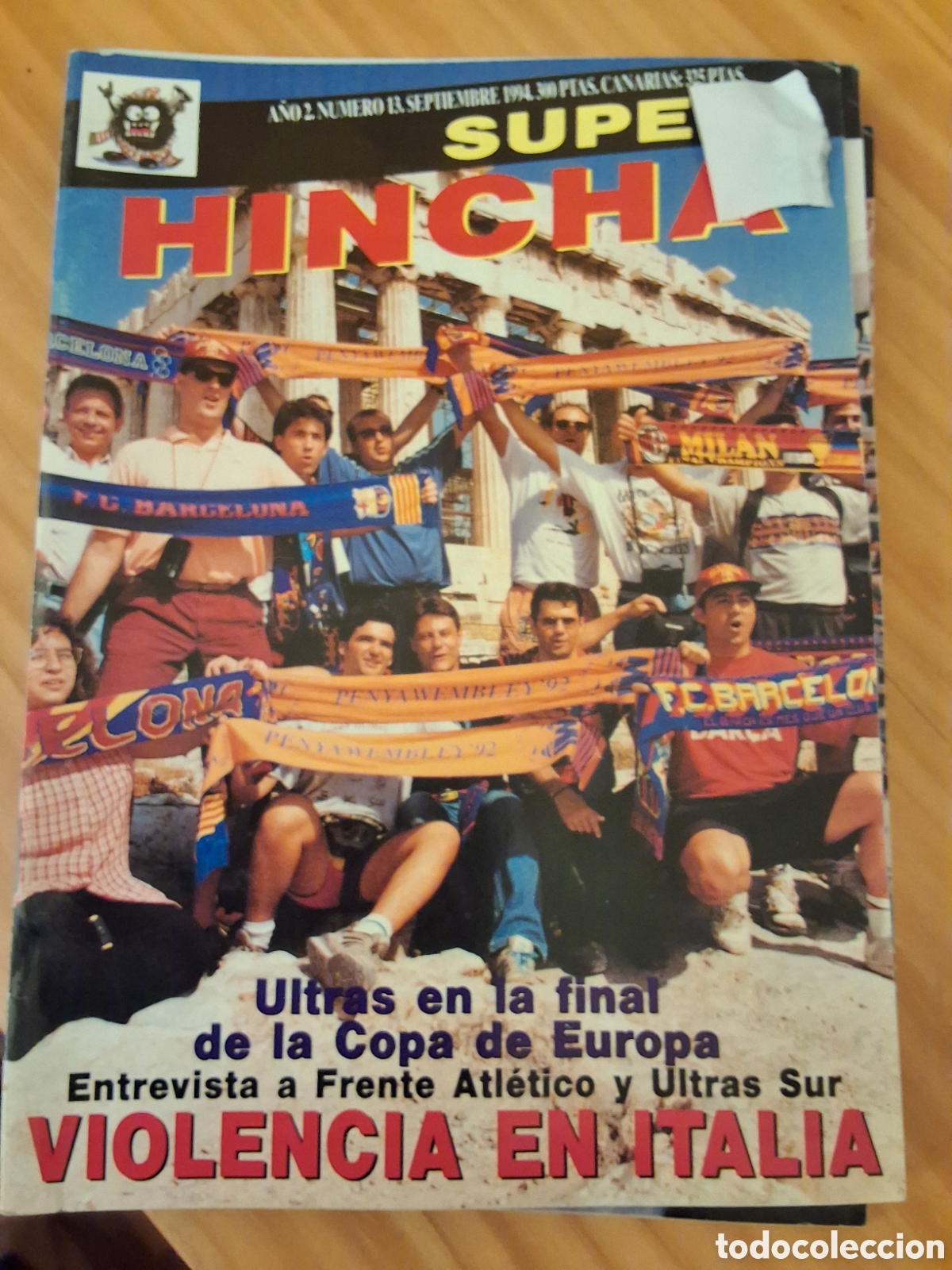 Sports collectibles: Super hincha revista futbol n&uacute;mero 13 a&ntilde;o 1994/9 violencia en Italia