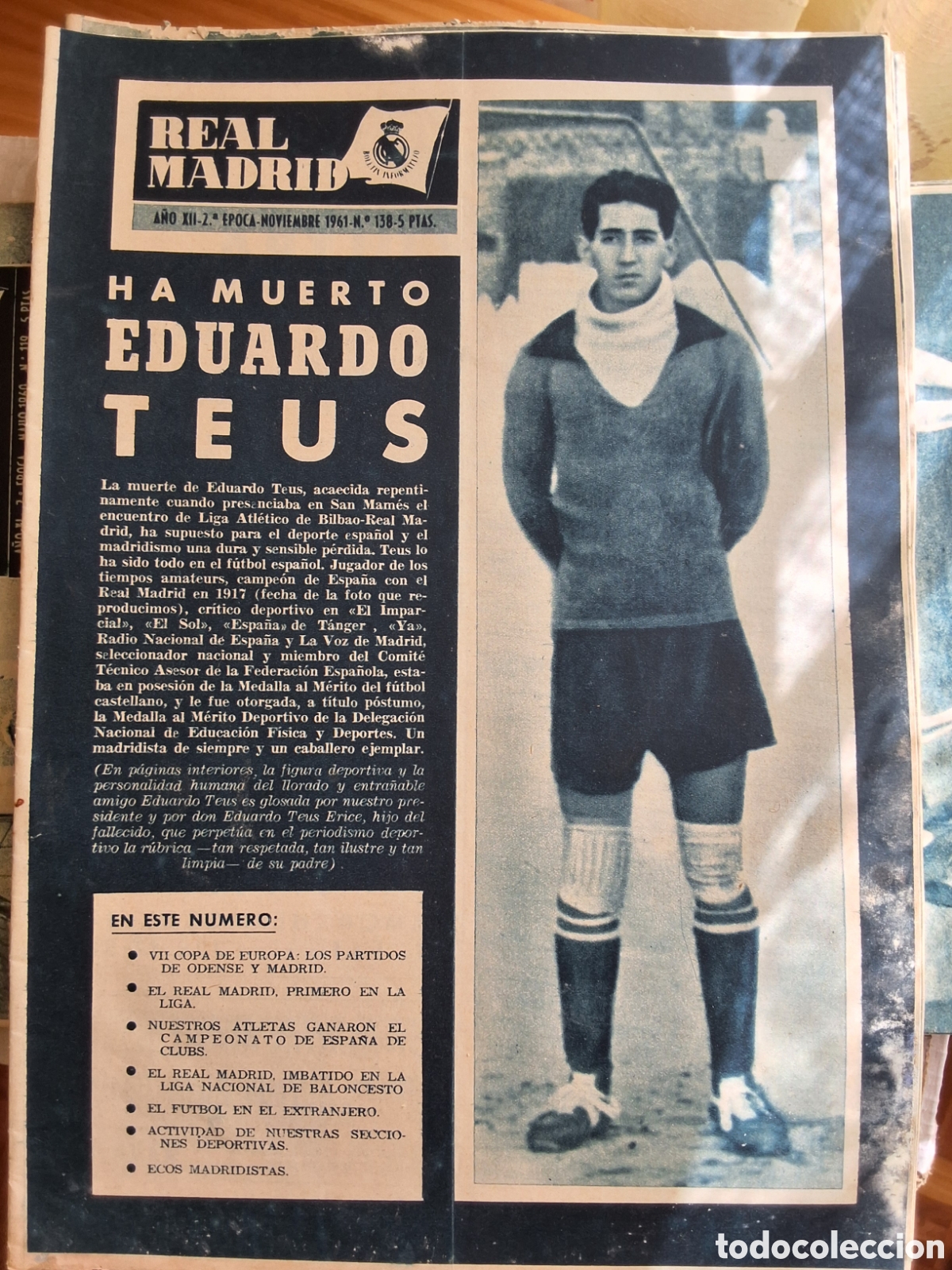 Collezionismo sportivo: Real madrid revista futbol n&uacute;mero 138 a&ntilde;o 1961/11