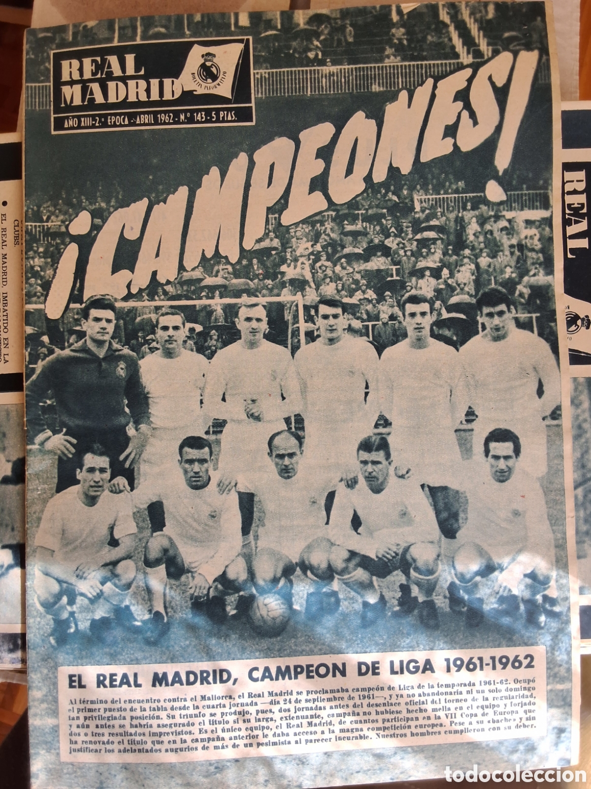 Collezionismo sportivo: Real madrid revista futbol n&uacute;mero 143 a&ntilde;o 1962/4 Campeones liga