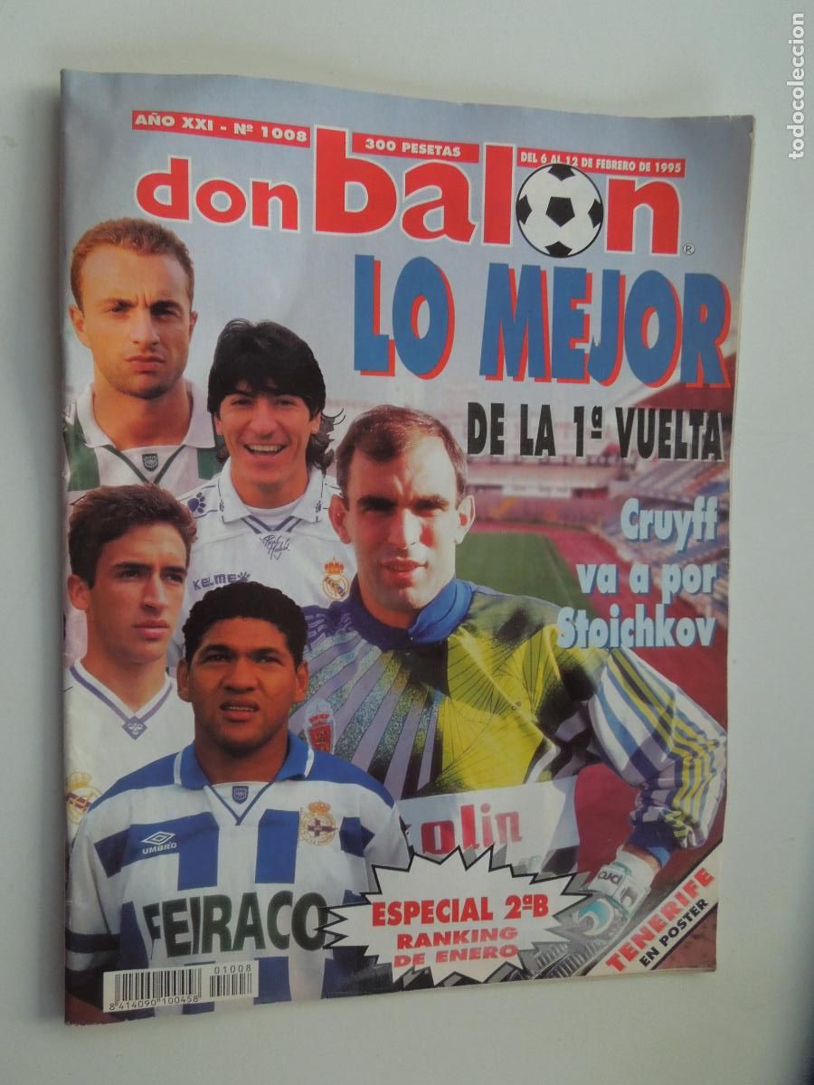 Collectionnisme sportif: DON BALON REVISTA N&ordm; 1008- 02-1995- CRUYFF VA A POR STOICHKOV - P&oacute;ster TENERIFE