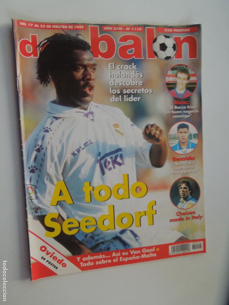 Collectionnisme sportif: DON BALON REVISTA N&ordm; 1114- 02-1997-A TODO SEEDORF, POSTER CENTRAL DEL OVIEDO