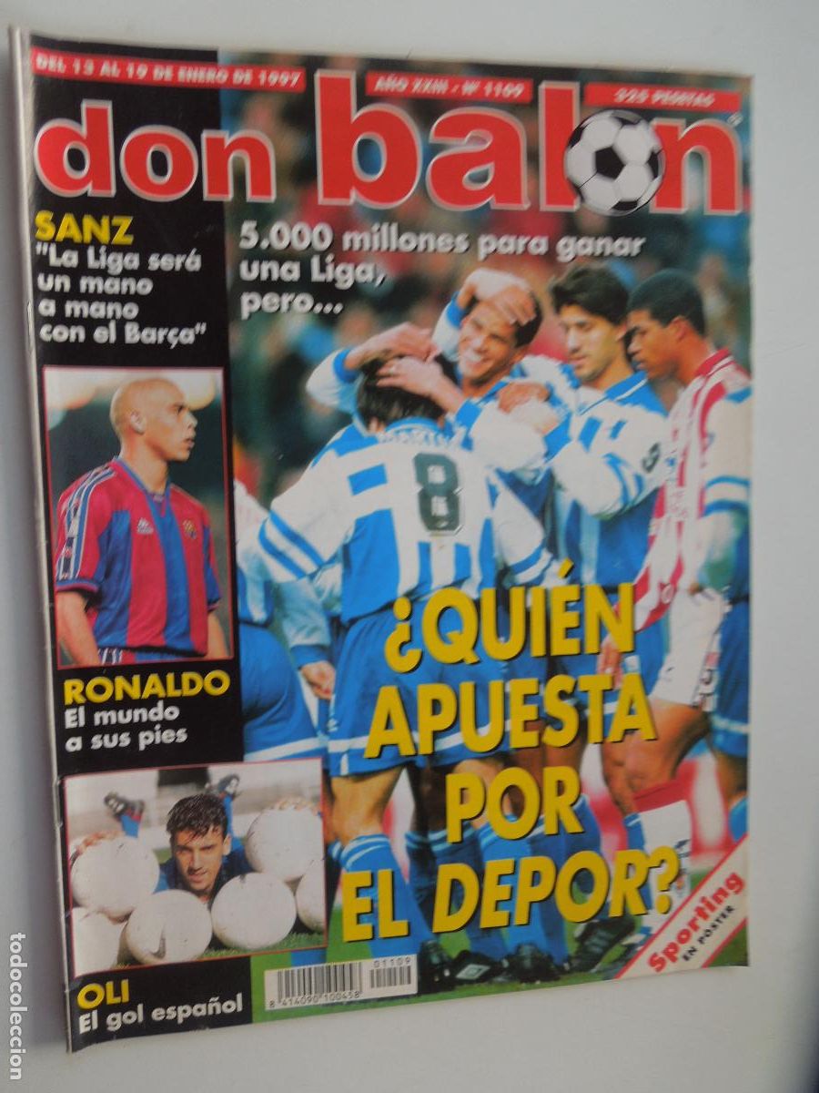 Coleccionismo deportivo: DON BALON REVISTA N&ordm; 1109- 01-1997- RONALDO ,DEPORTIVO LA CORU&Ntilde;A 1997 POSTER SPORTING DE GIJON
