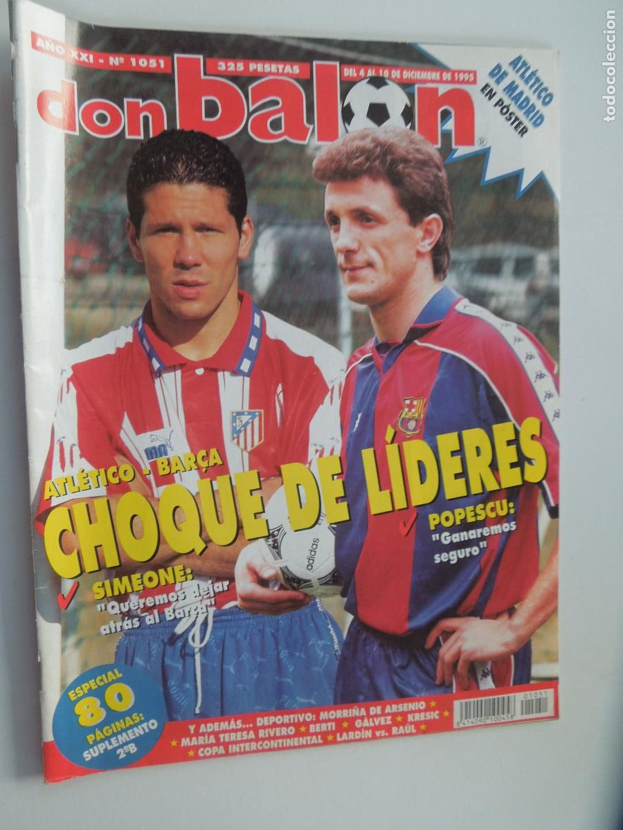 Collectionnisme sportif: DON BALON REVISTA N&ordm; 1051- 12-1995 - ATLETICO - BARCA : CHOQUE DE LIDERES- SUPLEMENTO 2&ordf; B
