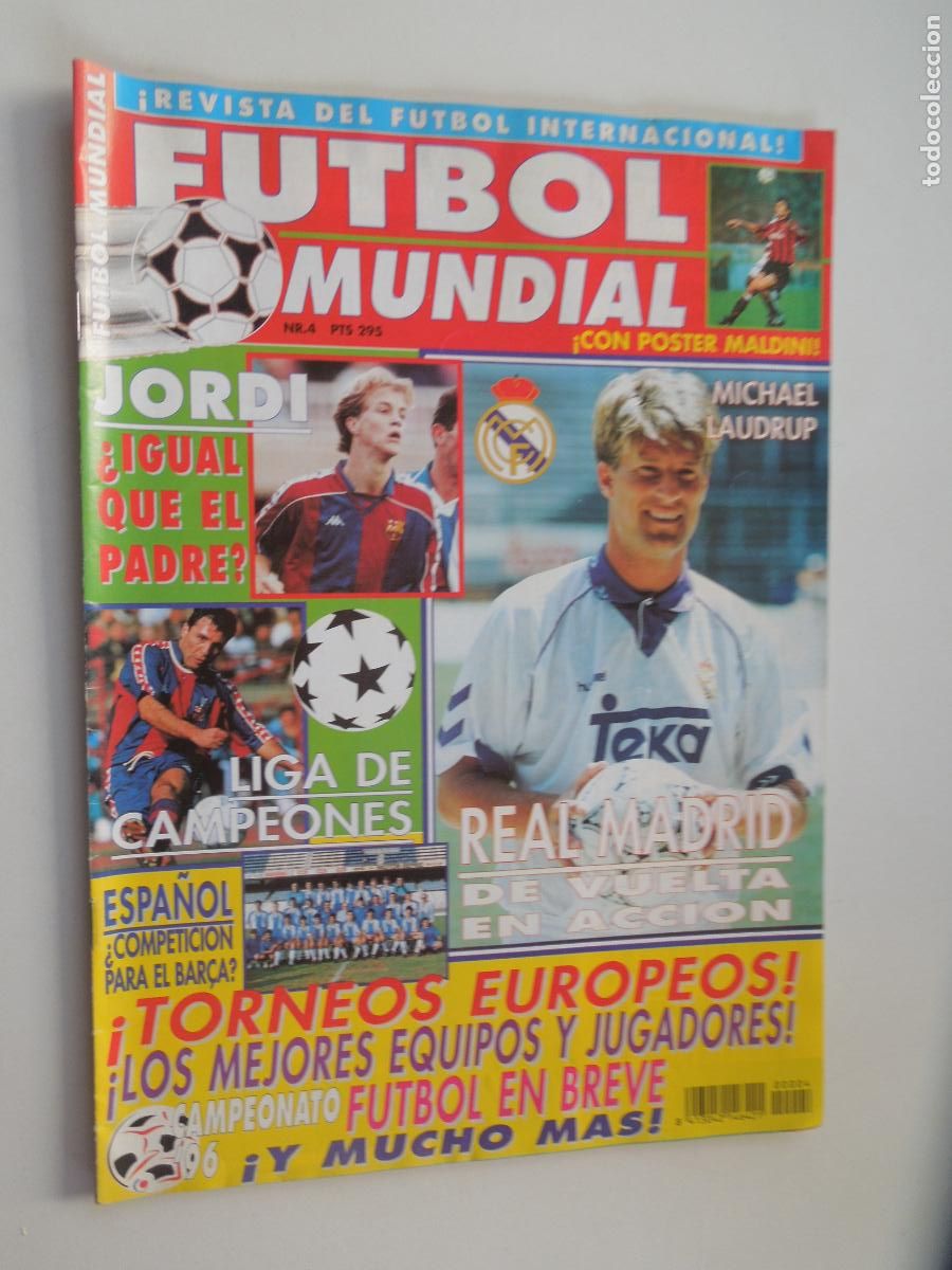 Collectionnisme sportif: FUTBOL MUNDIAL REVISTA N&ordm; 4 - LAUDRUP - POSTER PAOL MALDINI
