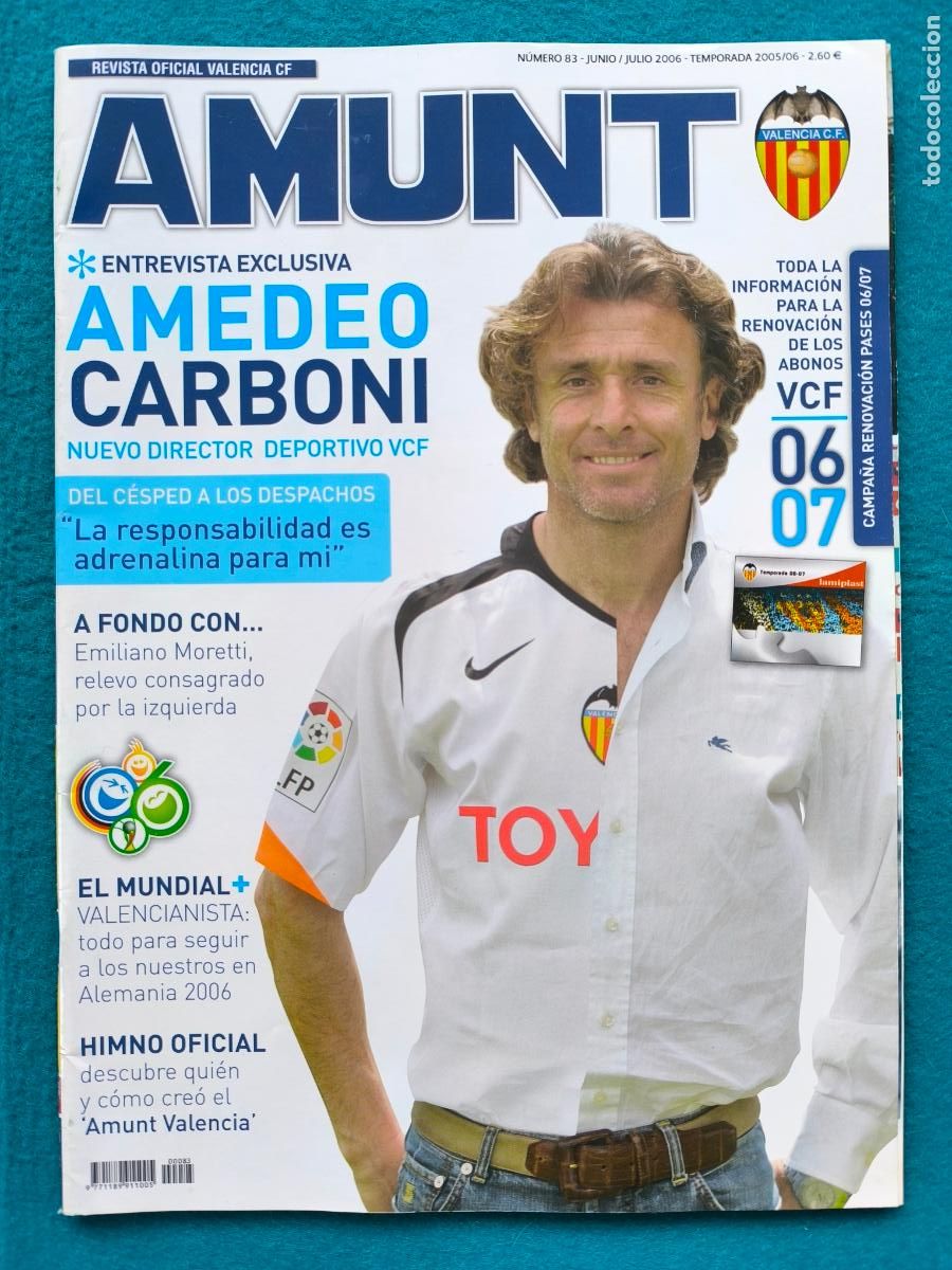 Coleccionismo deportivo: RW REVISTA FUTBOL VALENCIA CF N&ordm; 83 AMUNT AMEDEO CARBONI TEMPORADA 2005 2006 05 06 RV108