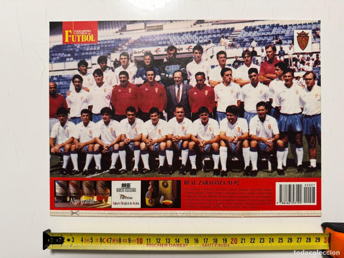 Coleccionismo deportivo: P&Oacute;STER Real Zaragoza 1991-92 &ndash; Contraportada Enciclopedia Universal del F&uacute;tbol n&ordm; 7 (SOLO P&Oacute;STER)